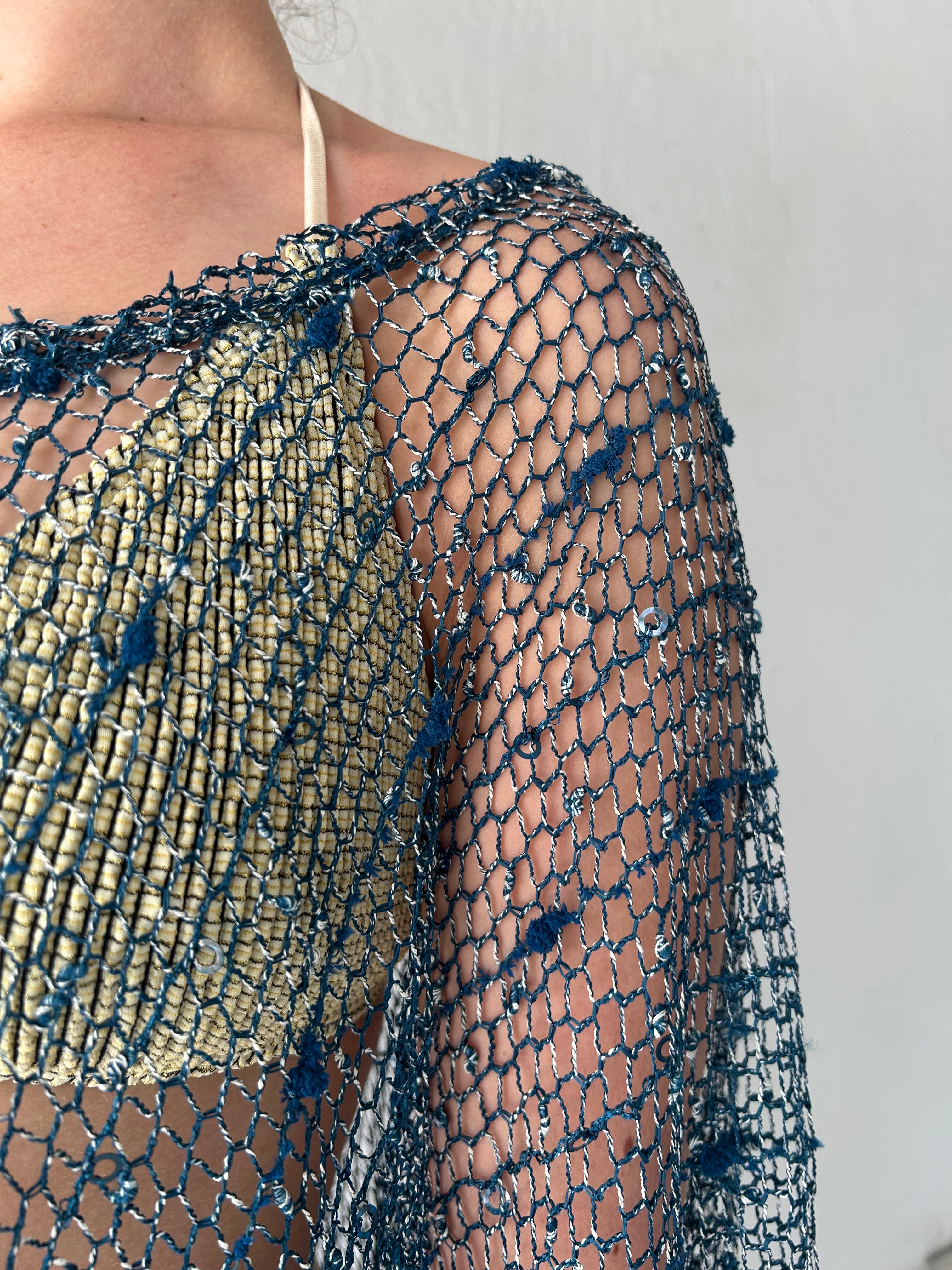 TEAL NET TUNIC COVER UP