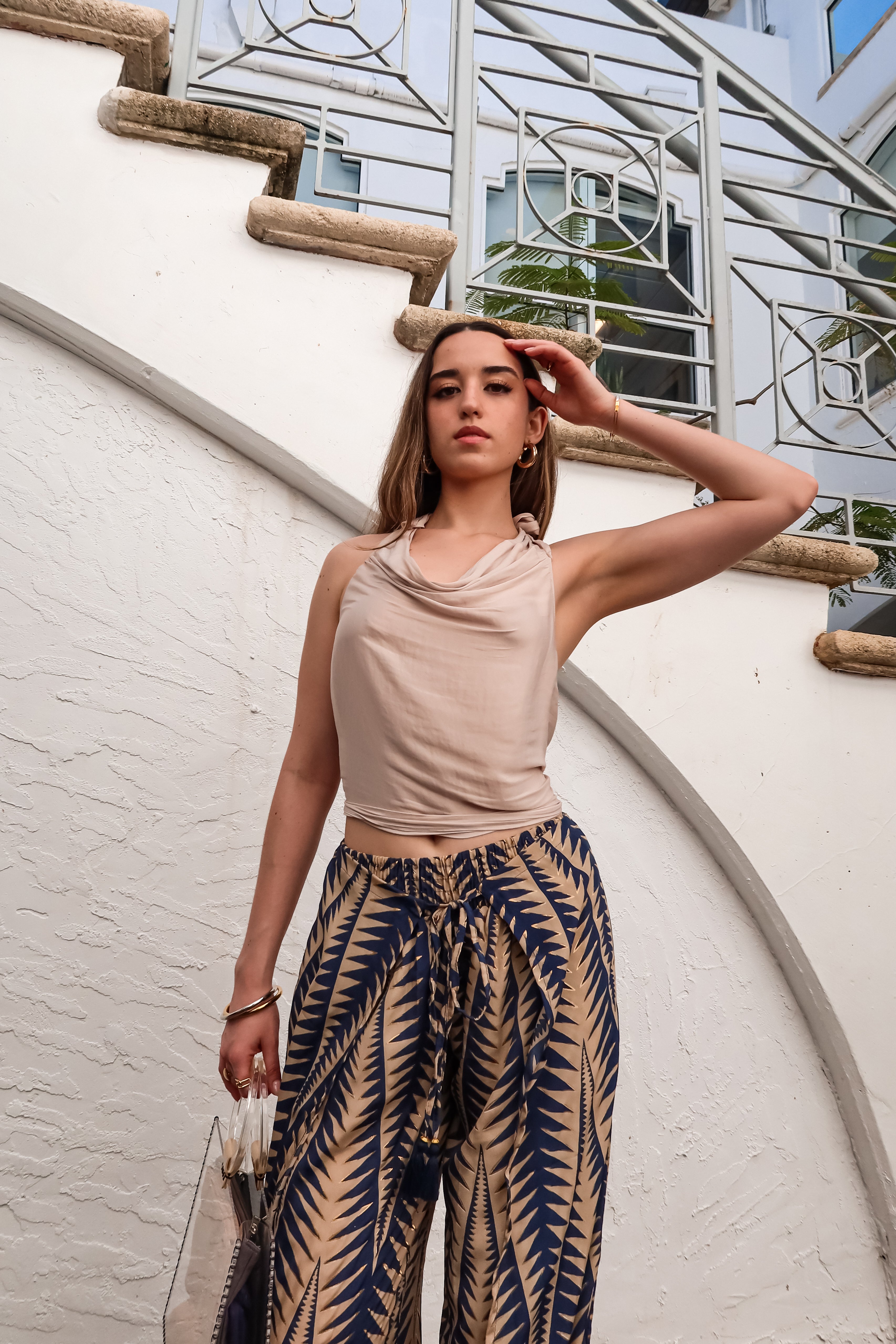 TGIF SATIN WRAP TOP-TAUPE