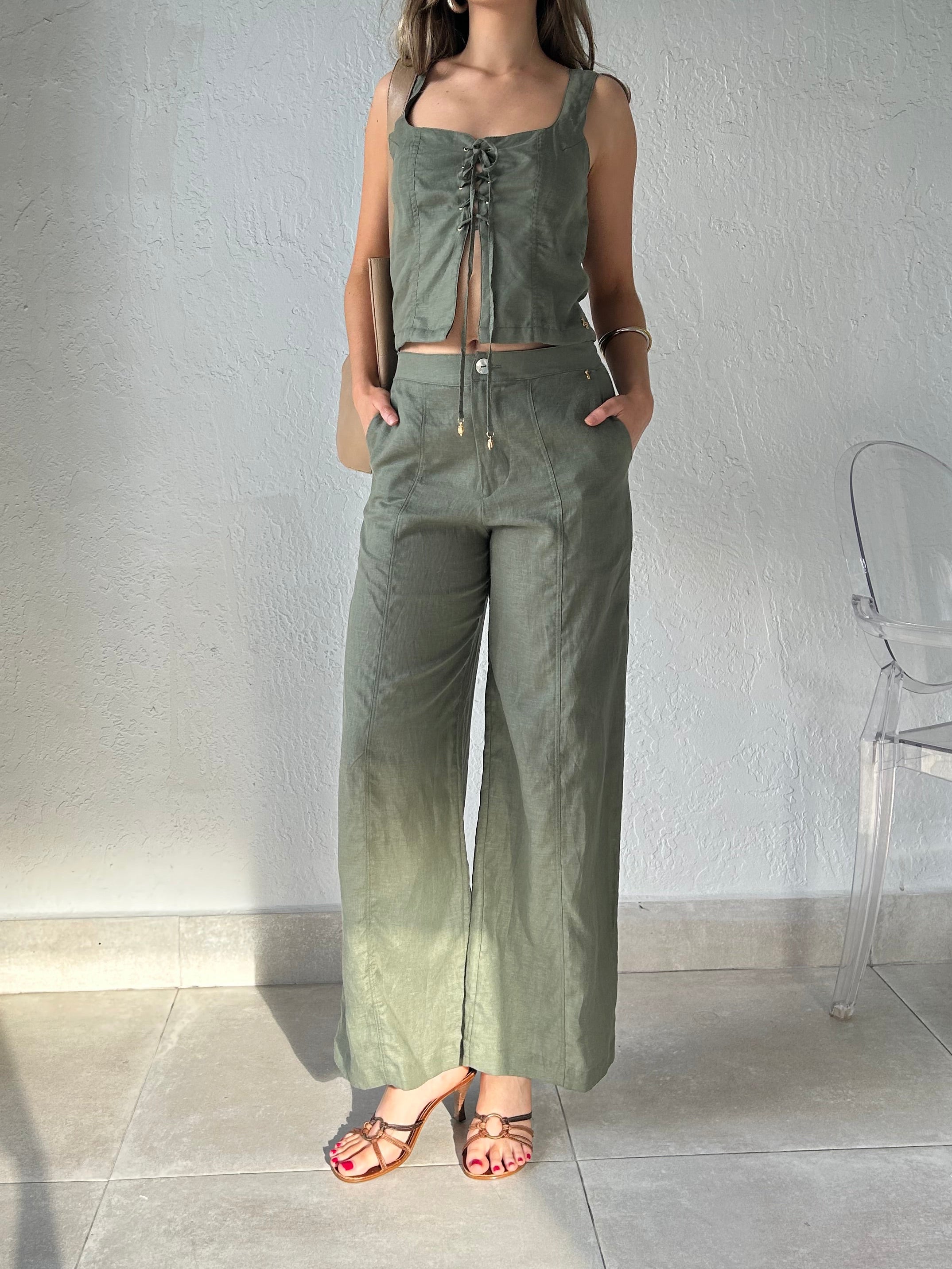 LINEN OLIVE SAND PANT