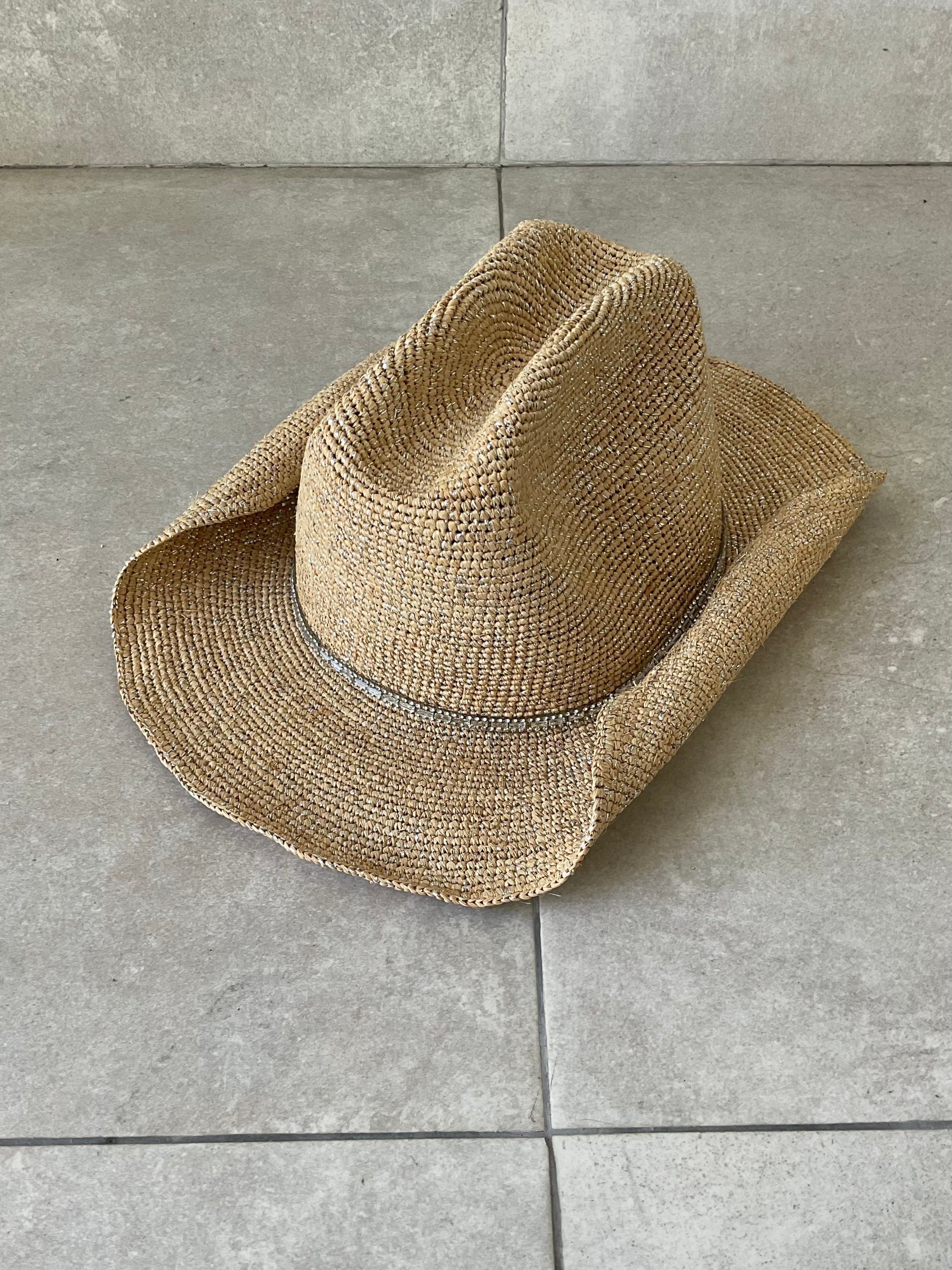 AT SUNSET RAFFIA COWBOY HAT