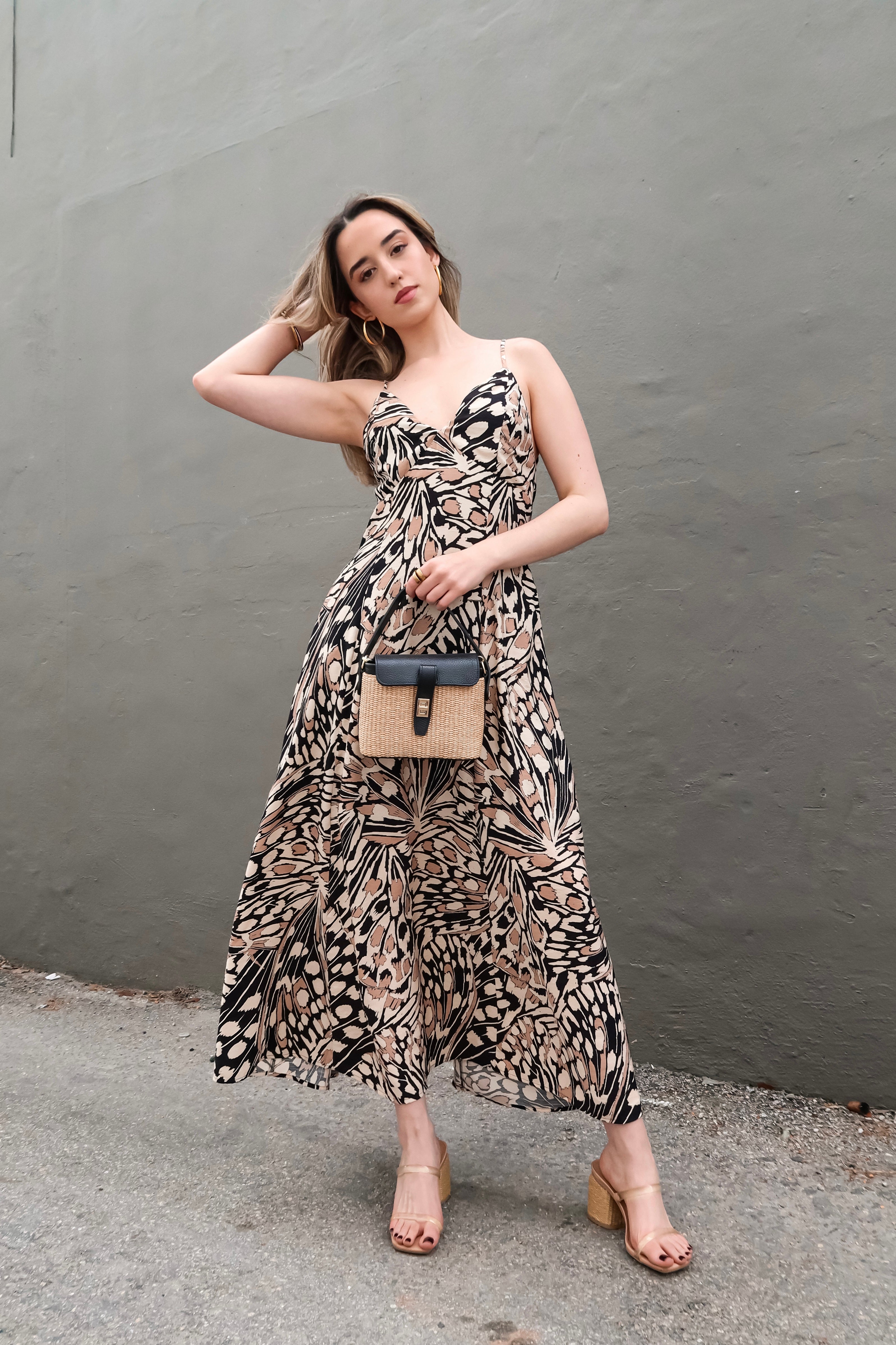 BUTTERFLY GARDEN MAXI DRESS BLACK