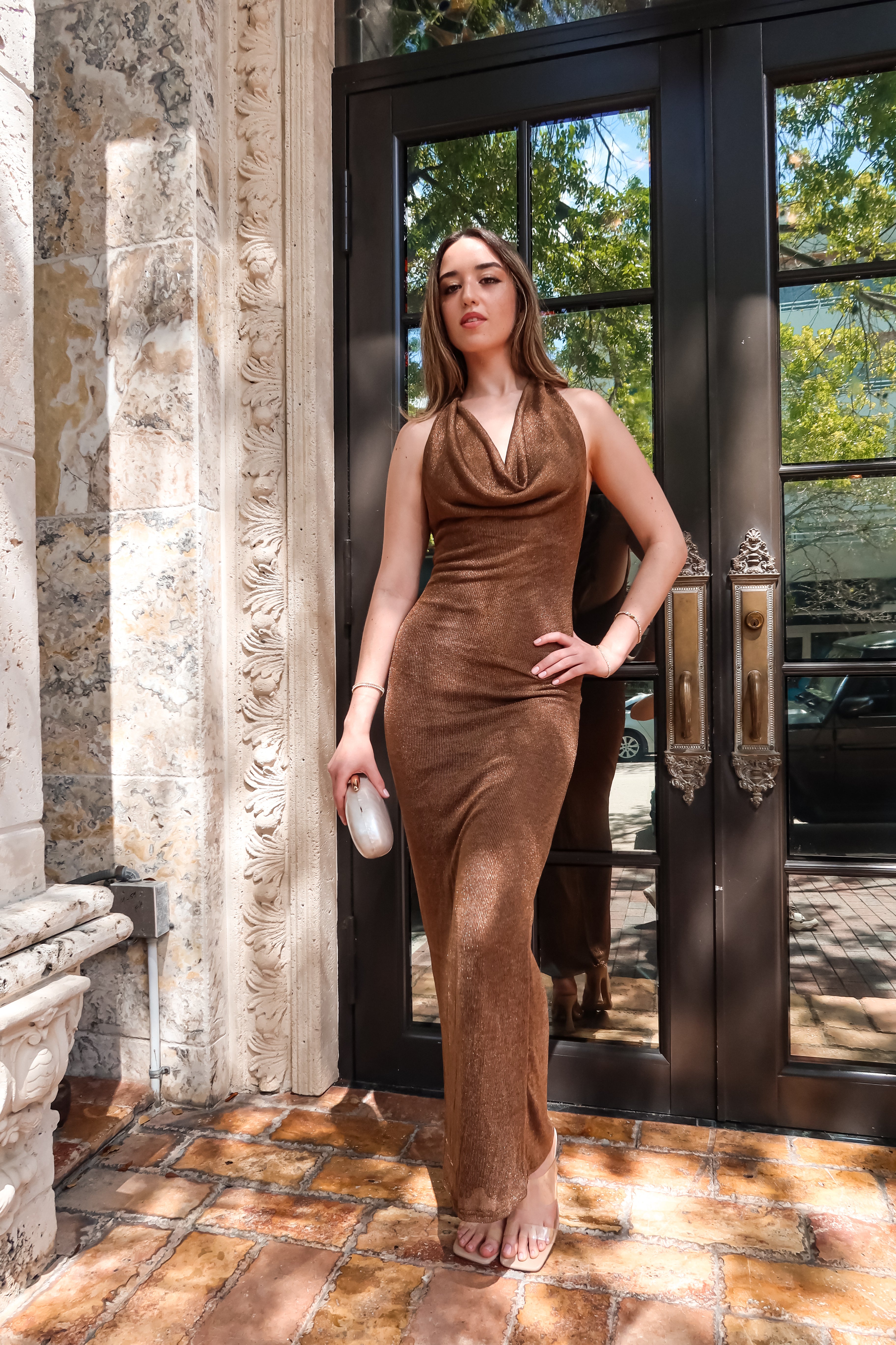 BORDEAUX MUSE KNIT MAXI DRESS-HONEY