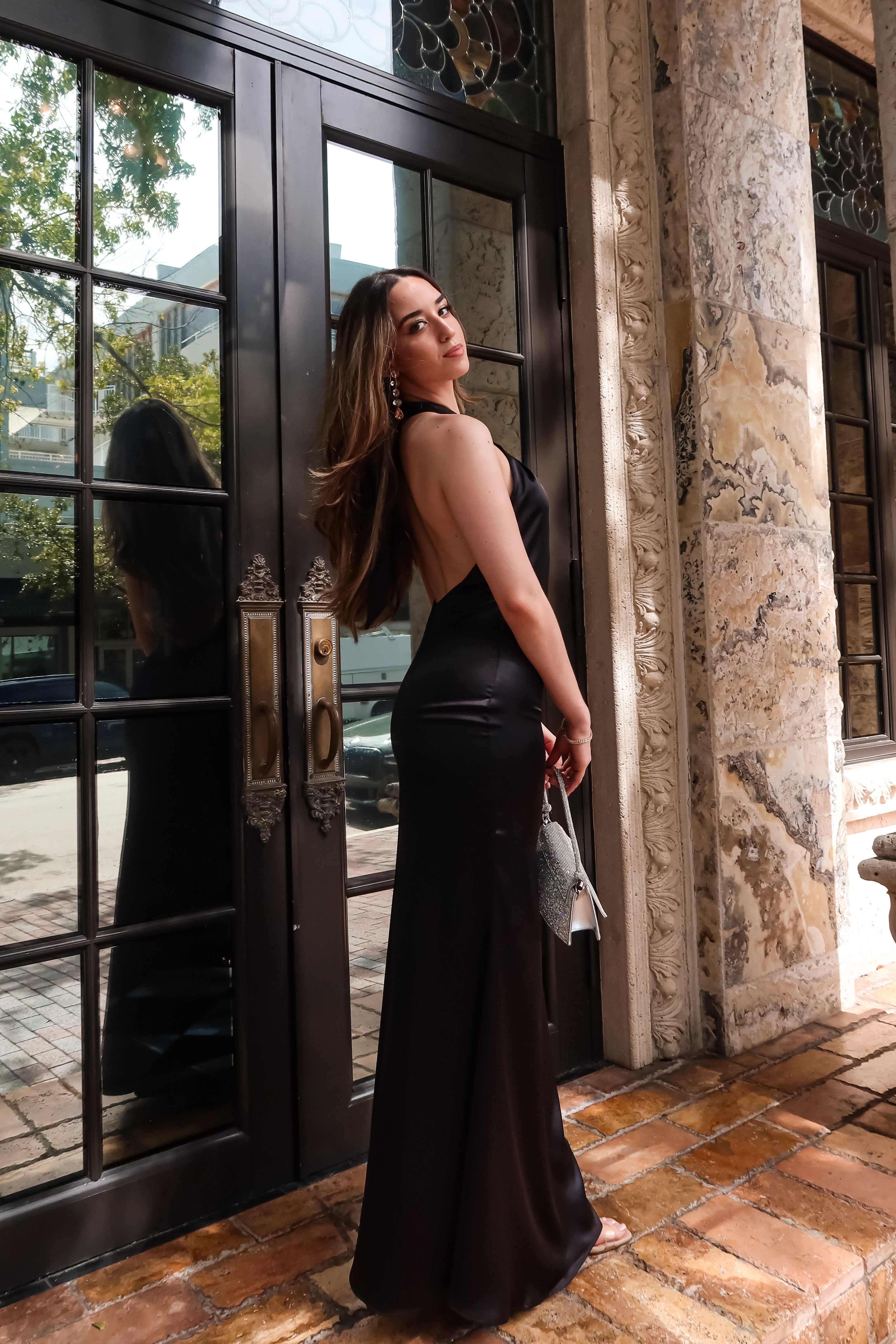 MOON OVER MIAMI SATIN MAXI DRESS