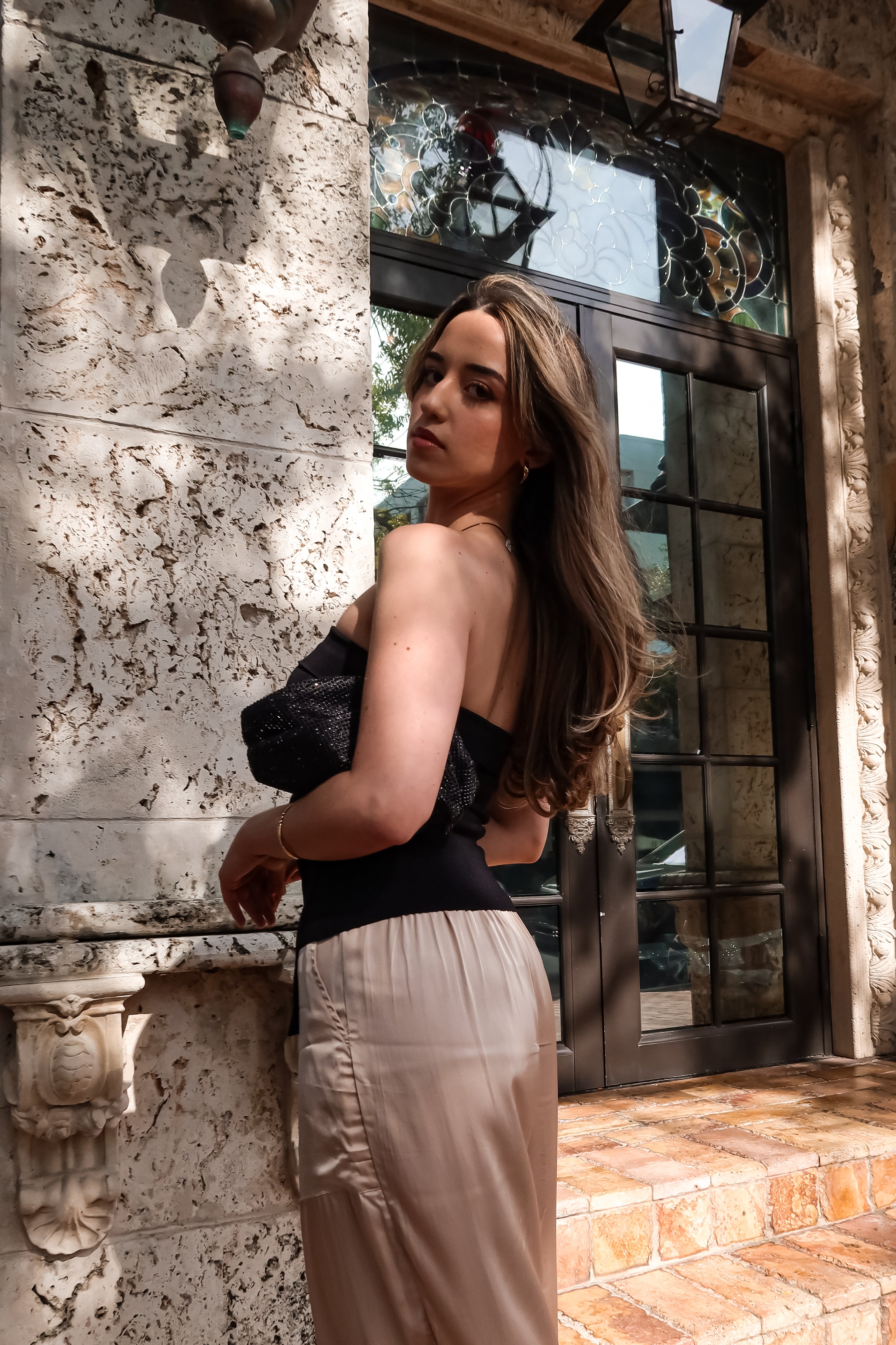 COCO STRAPLESS KNIT TOP BLACK