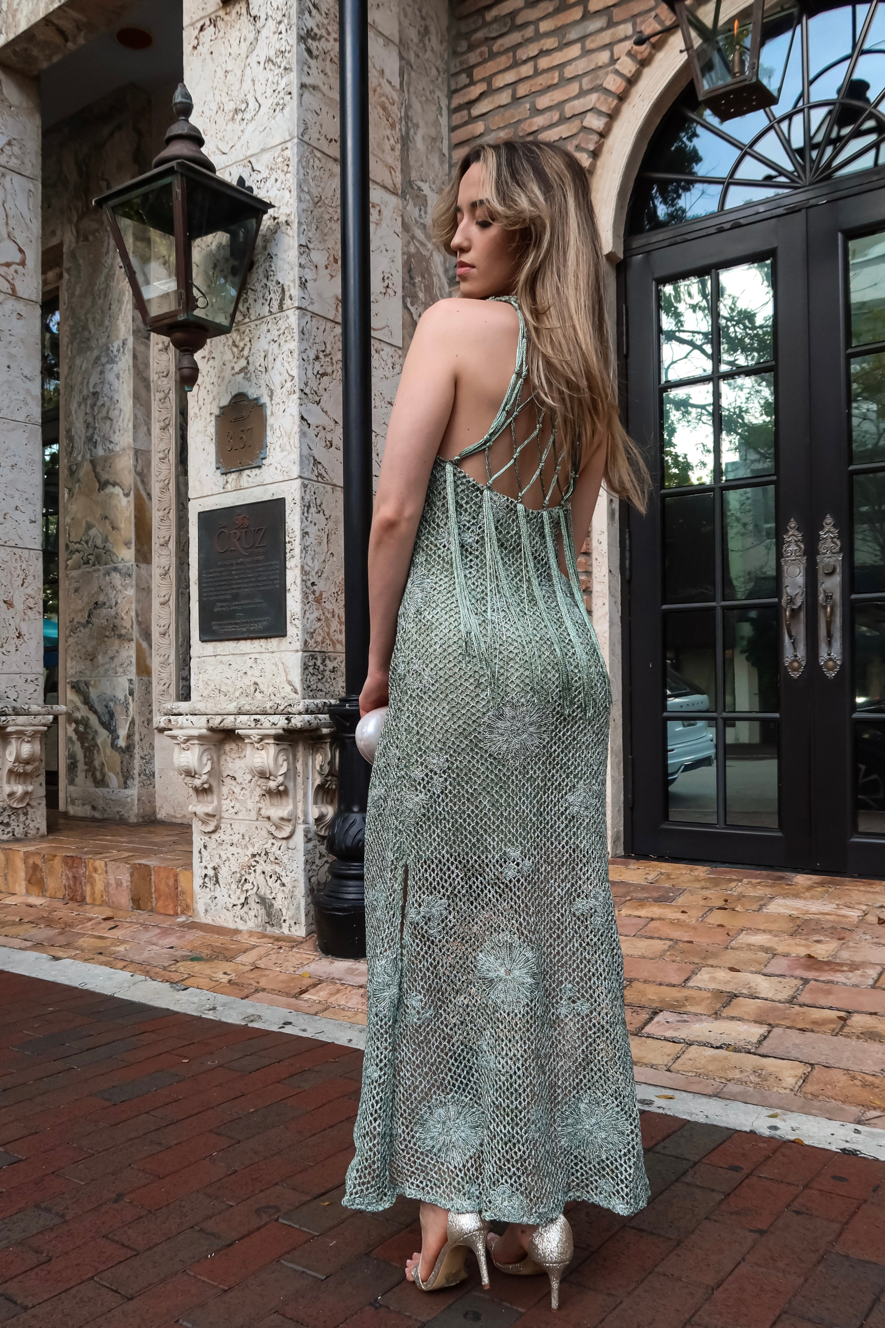 IBIZA NEW YEAR CROCHET DRESS GREEN