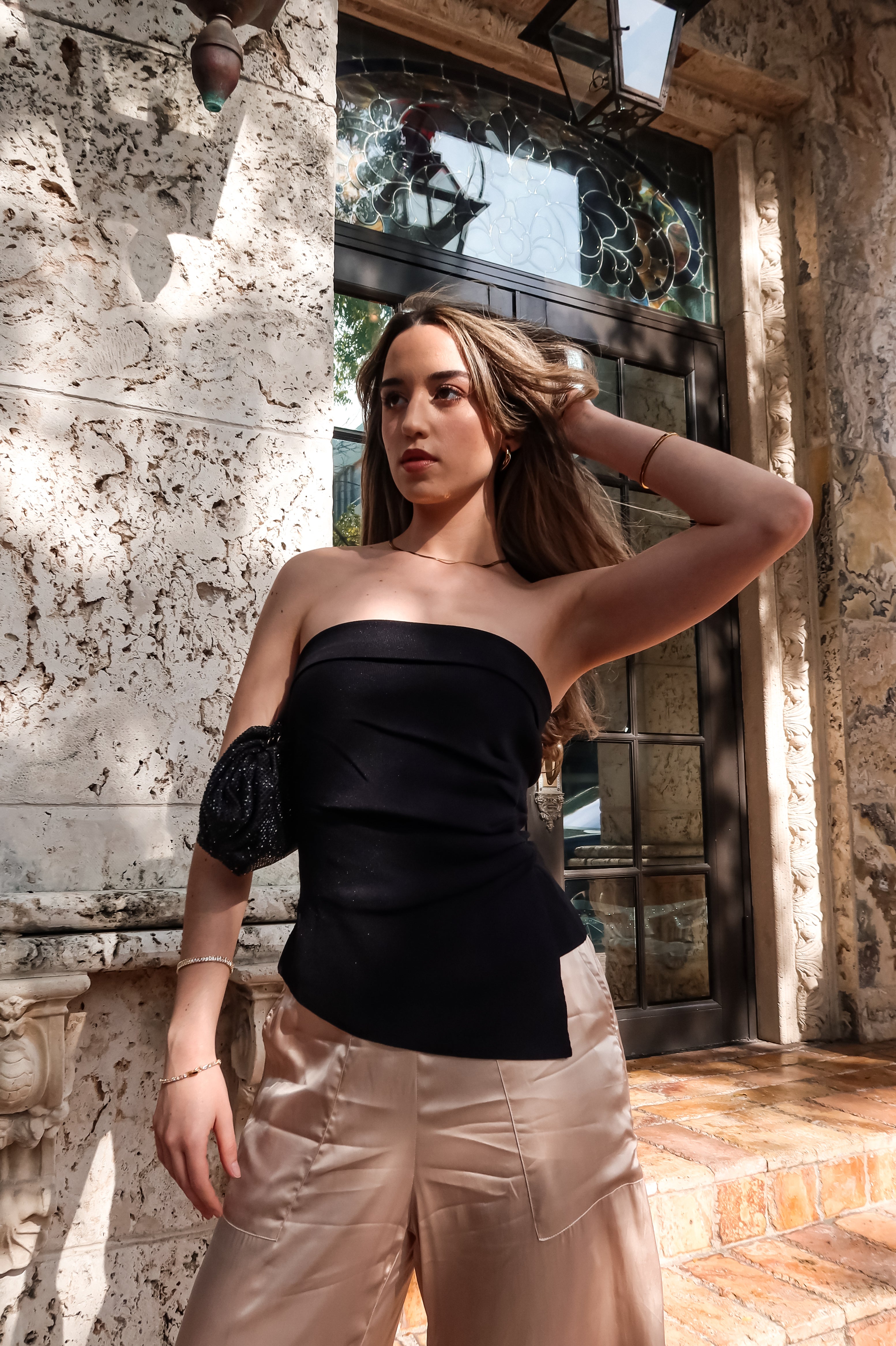 COCO STRAPLESS KNIT TOP BLACK