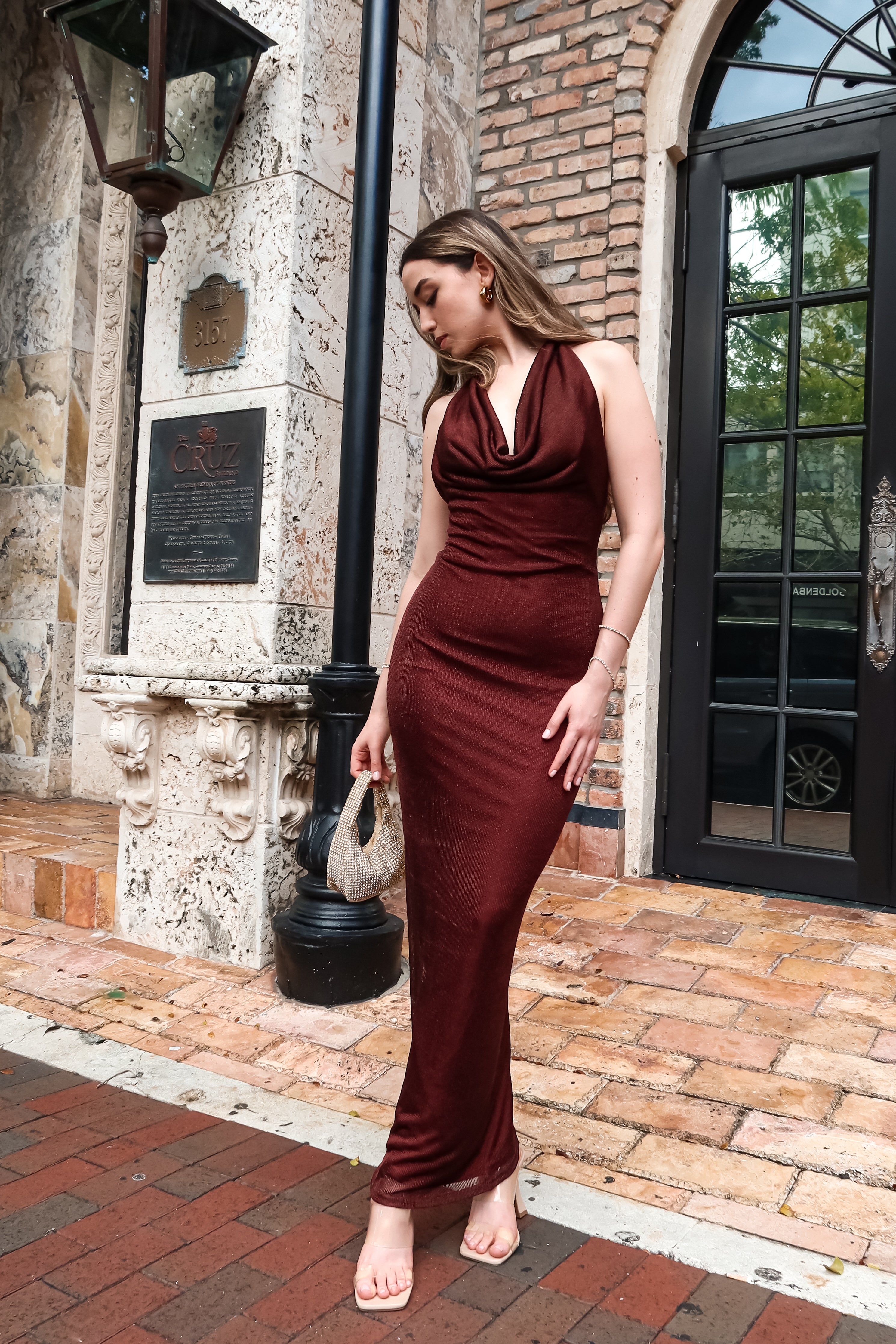 BORDEAUX MUSE KNIT MAXI DRESS-MERLOT