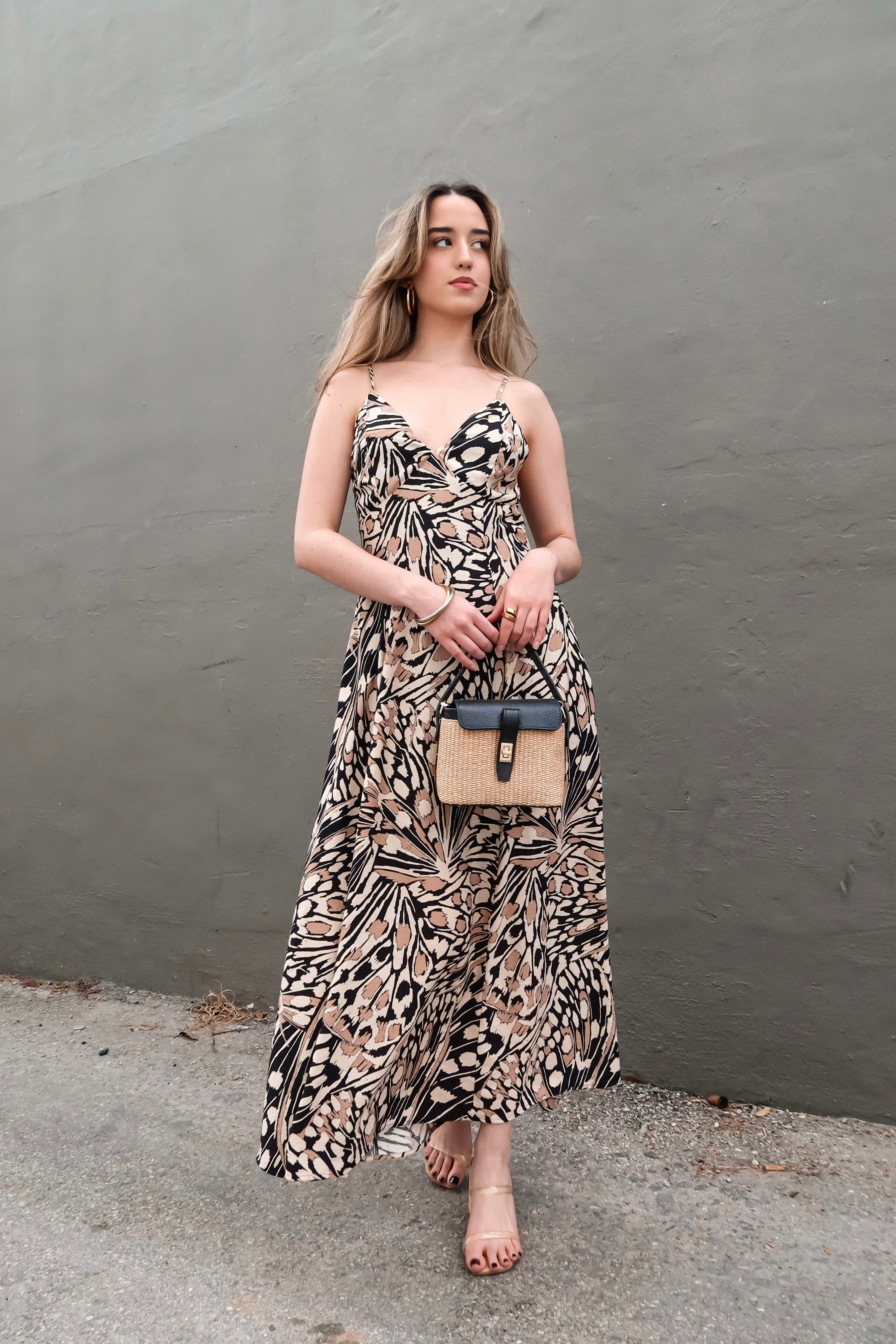 BUTTERFLY GARDEN MAXI DRESS BLACK