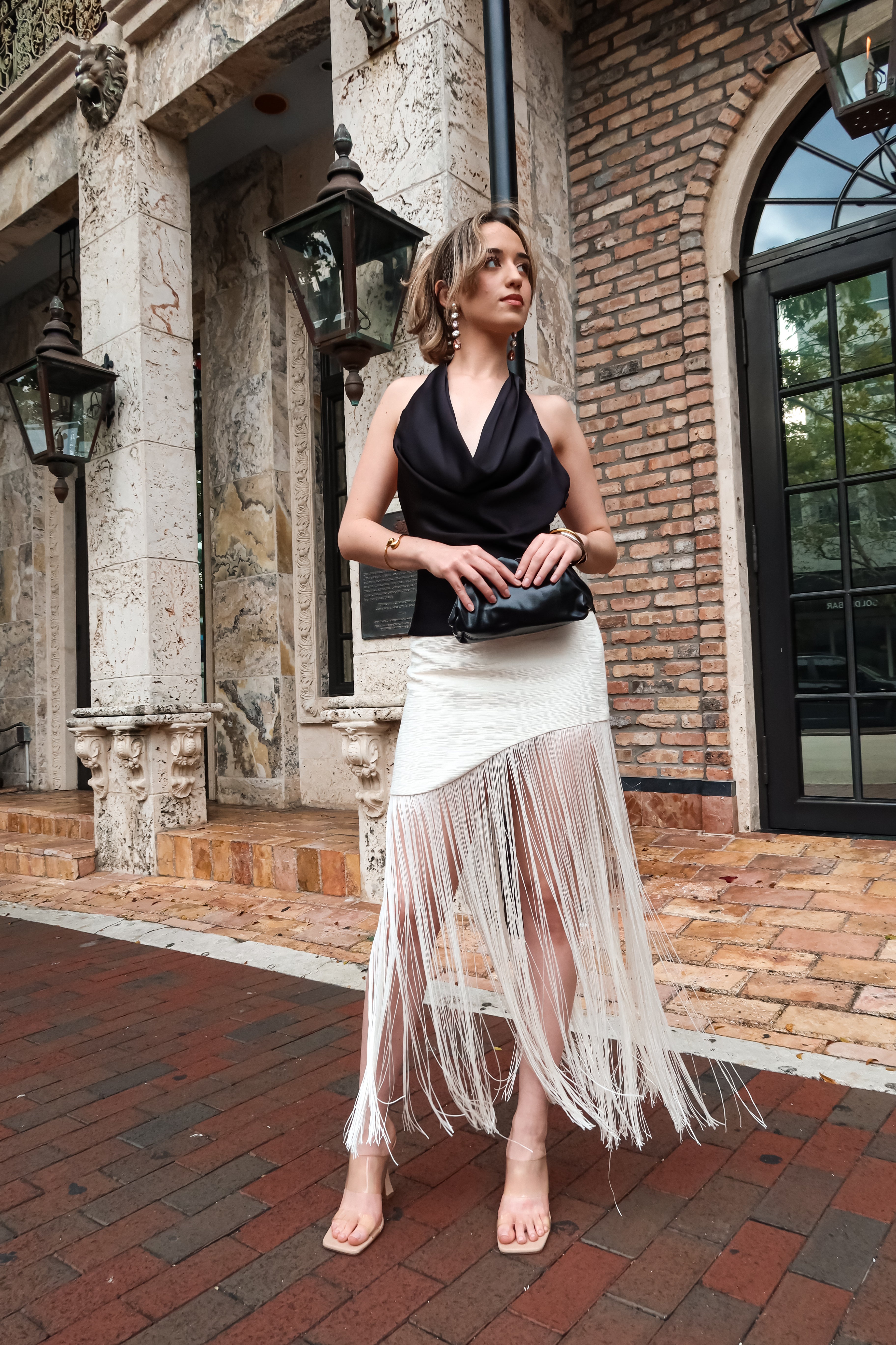 BRICKELL CITY SATIN TOP BLACK