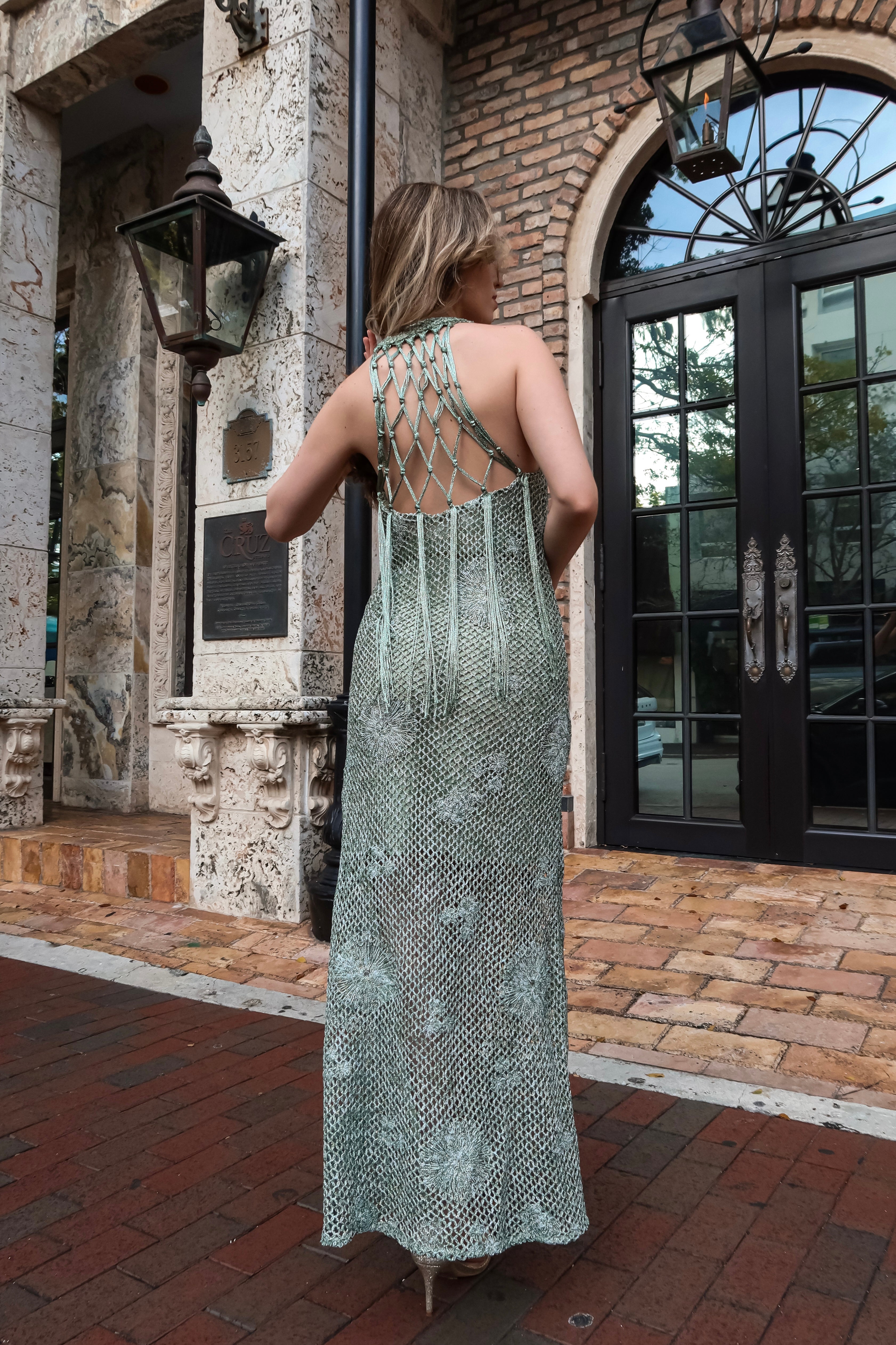 IBIZA NEW YEAR CROCHET DRESS GREEN