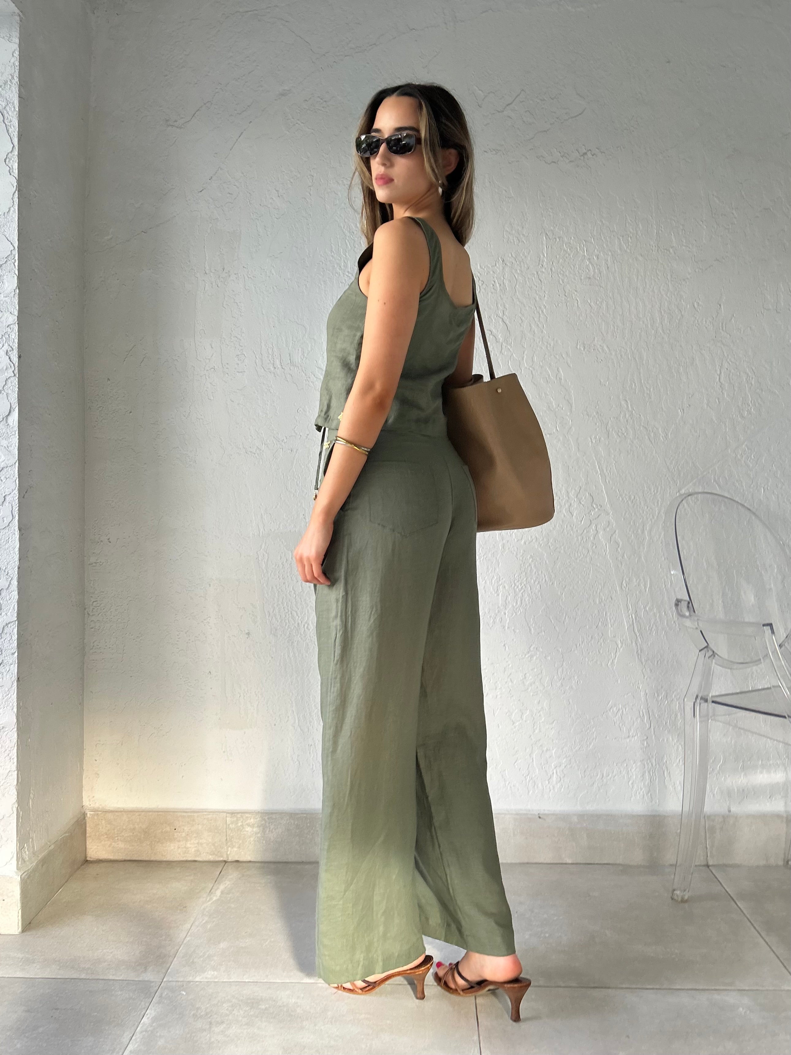 LINEN OLIVE SAND PANT