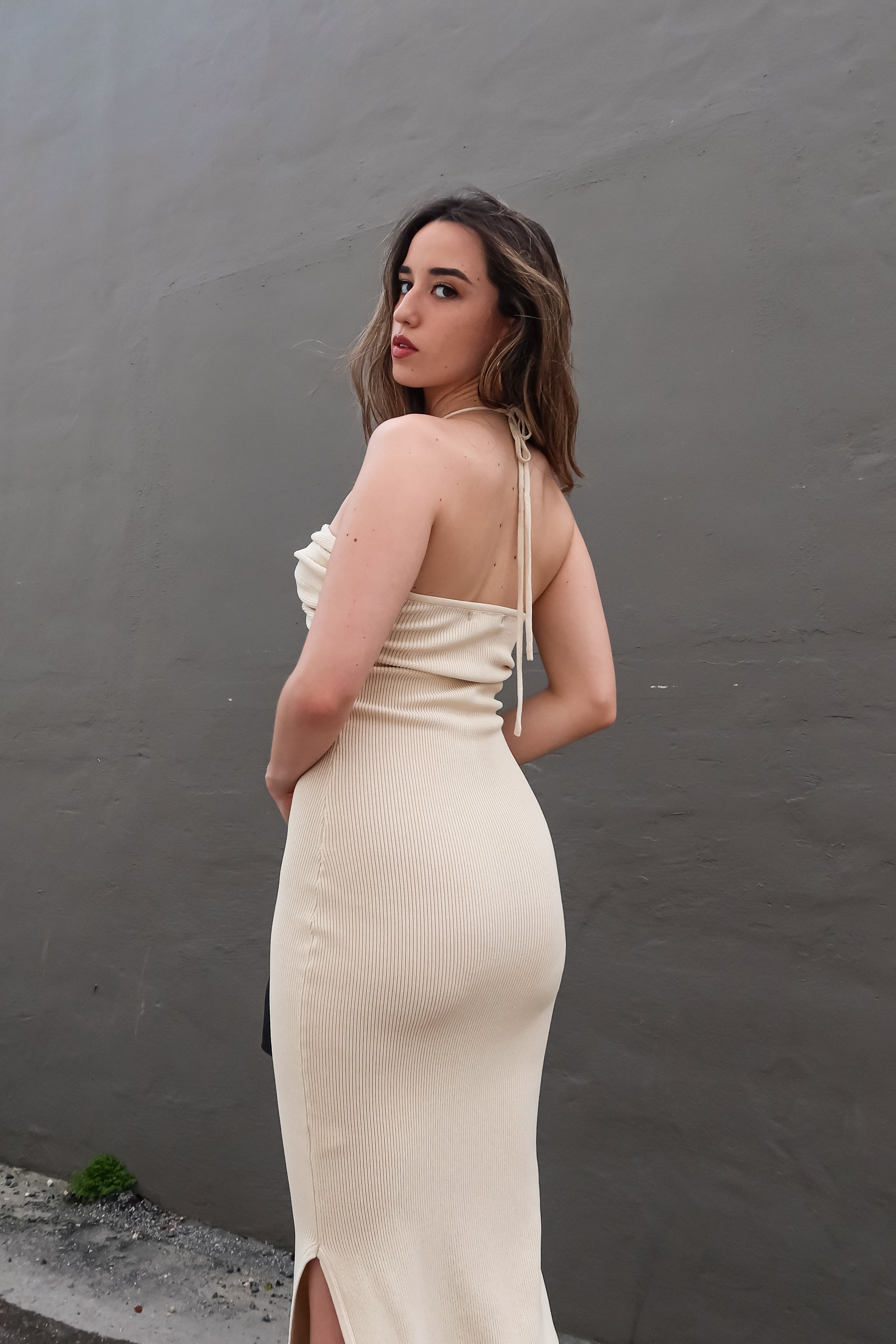 ECLIPSE KNIT MIDI DRESS - CREAM