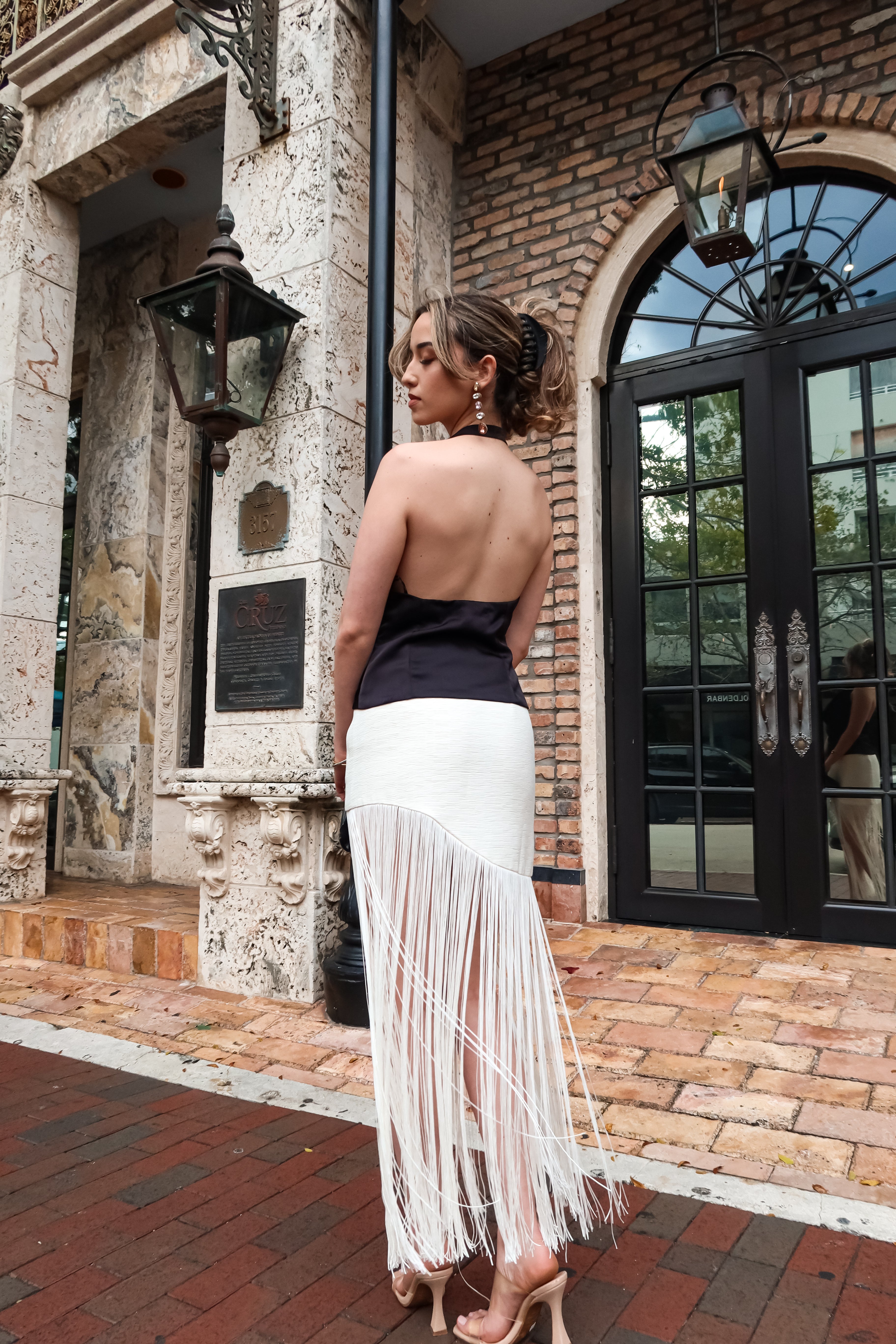 BRICKELL CITY SATIN TOP BLACK