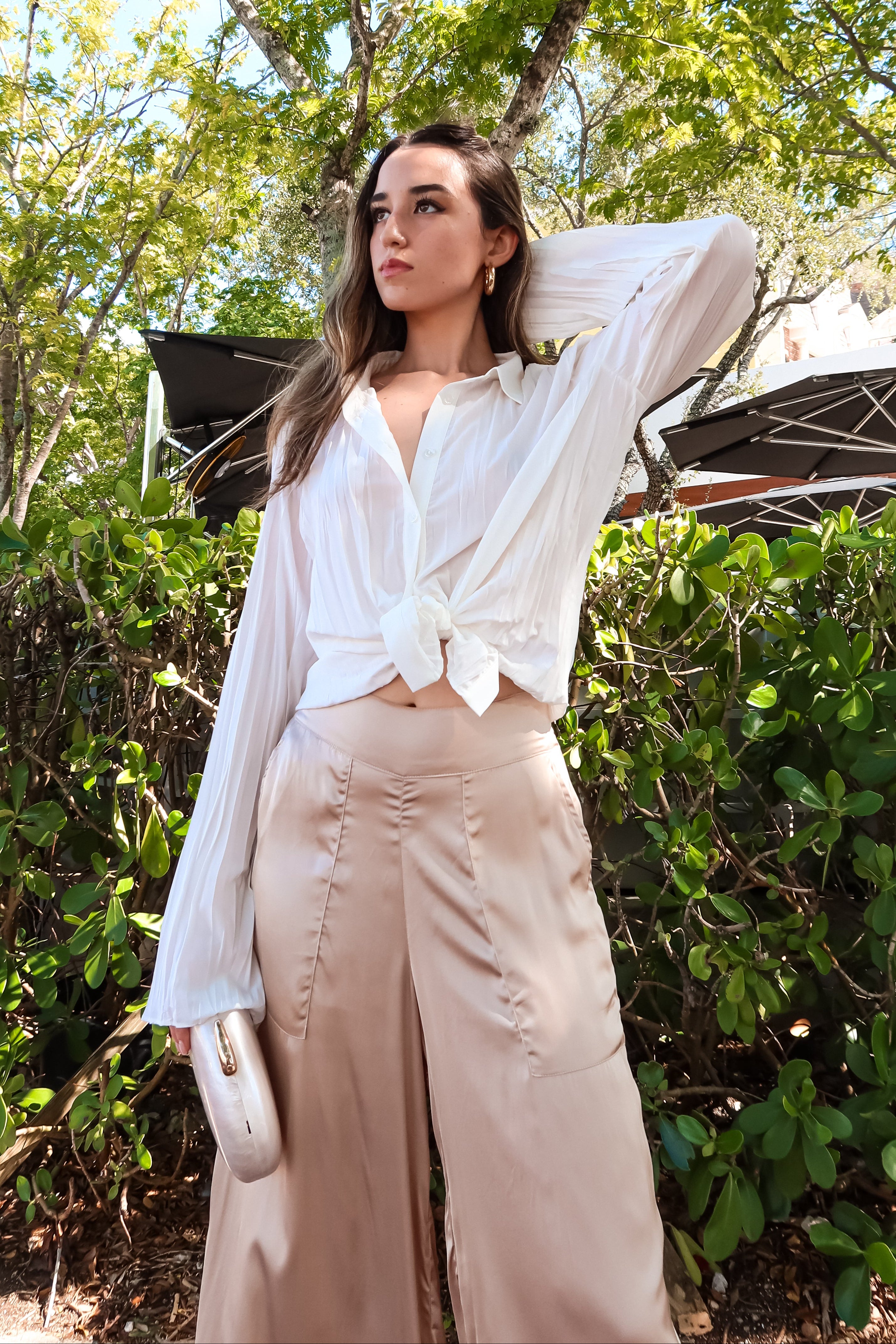 MARBELLA SATIN PANT-CHAMPAGNE