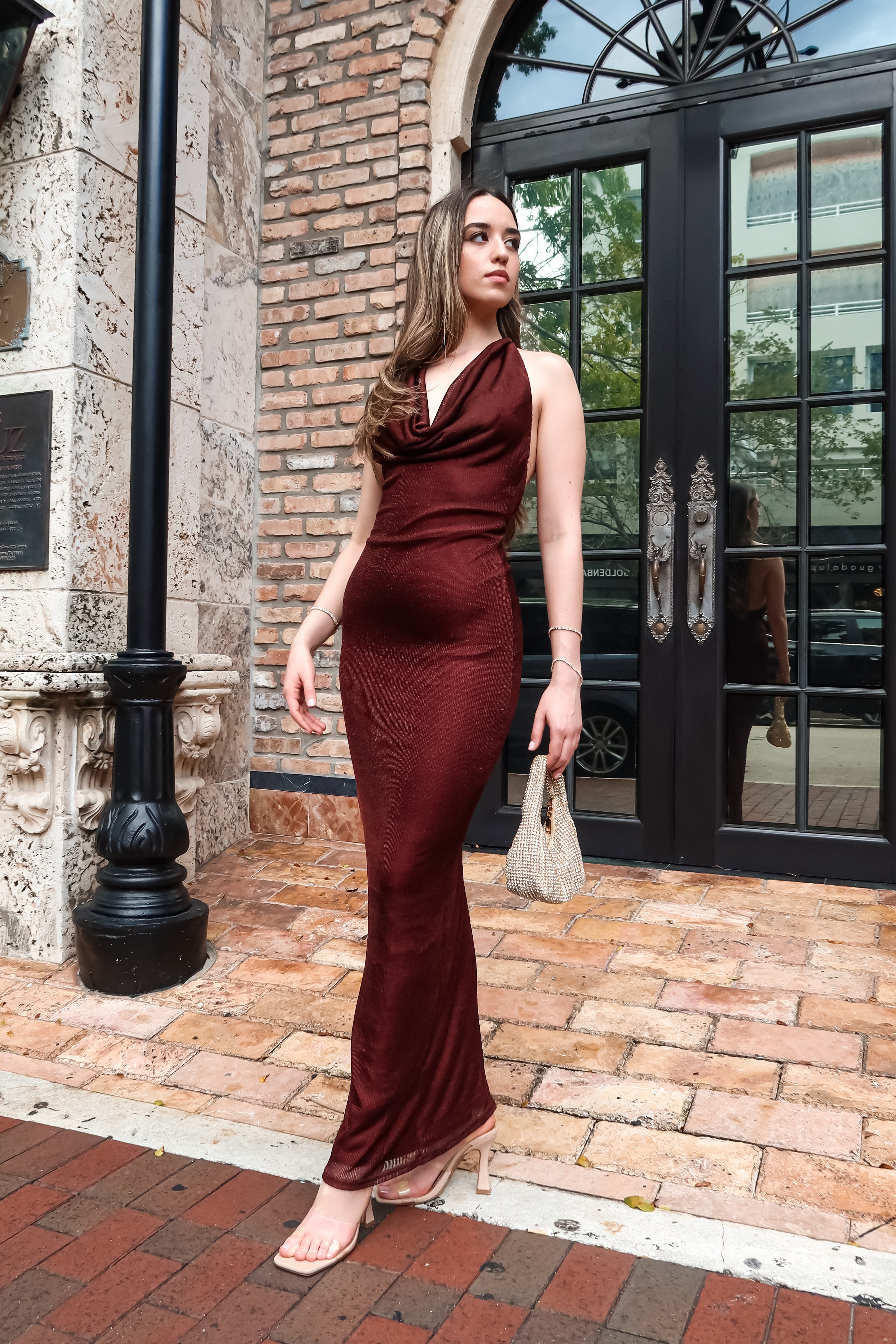 BORDEAUX MUSE KNIT MAXI DRESS-MERLOT