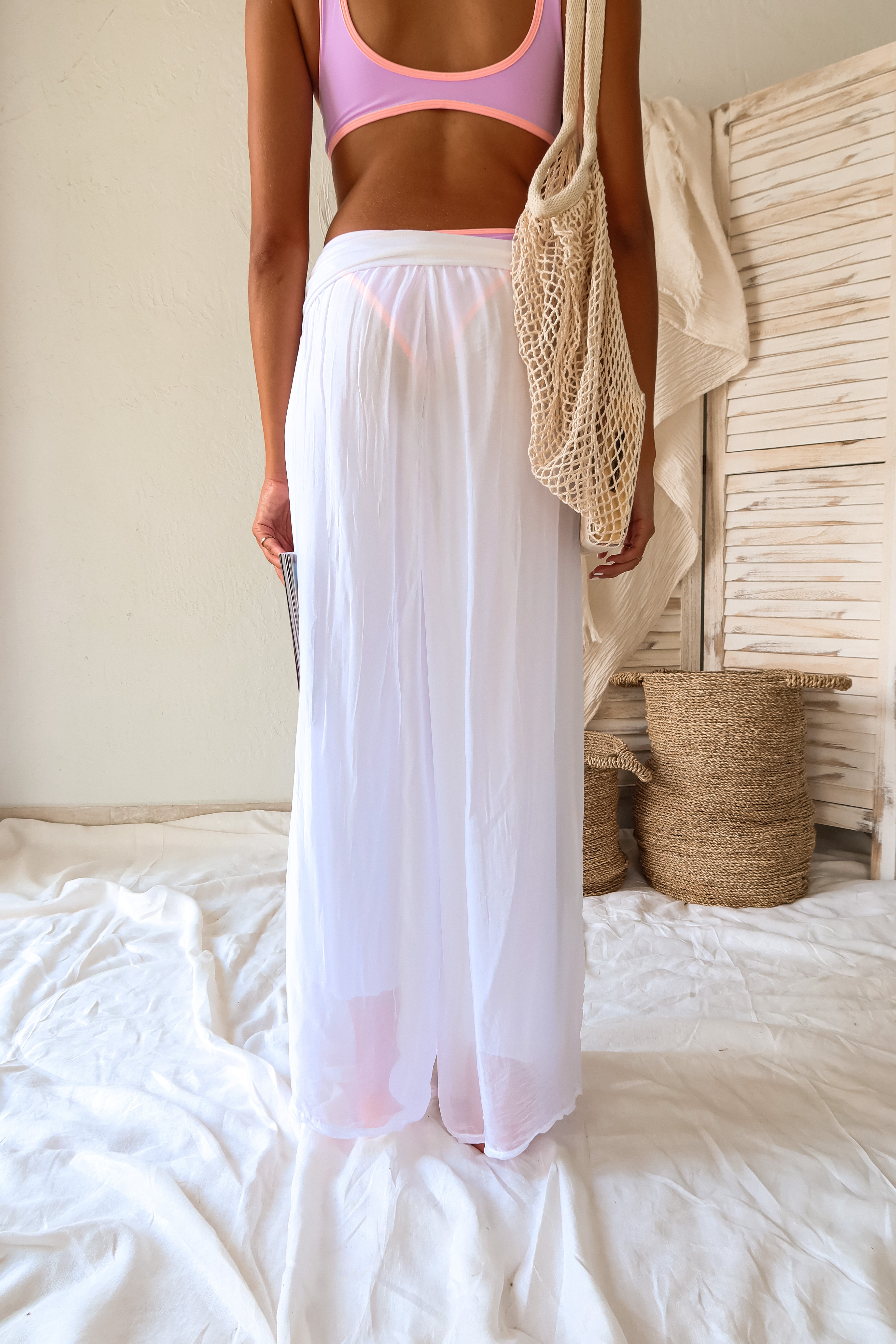 SILK FOLDOVER PANT - WHITE