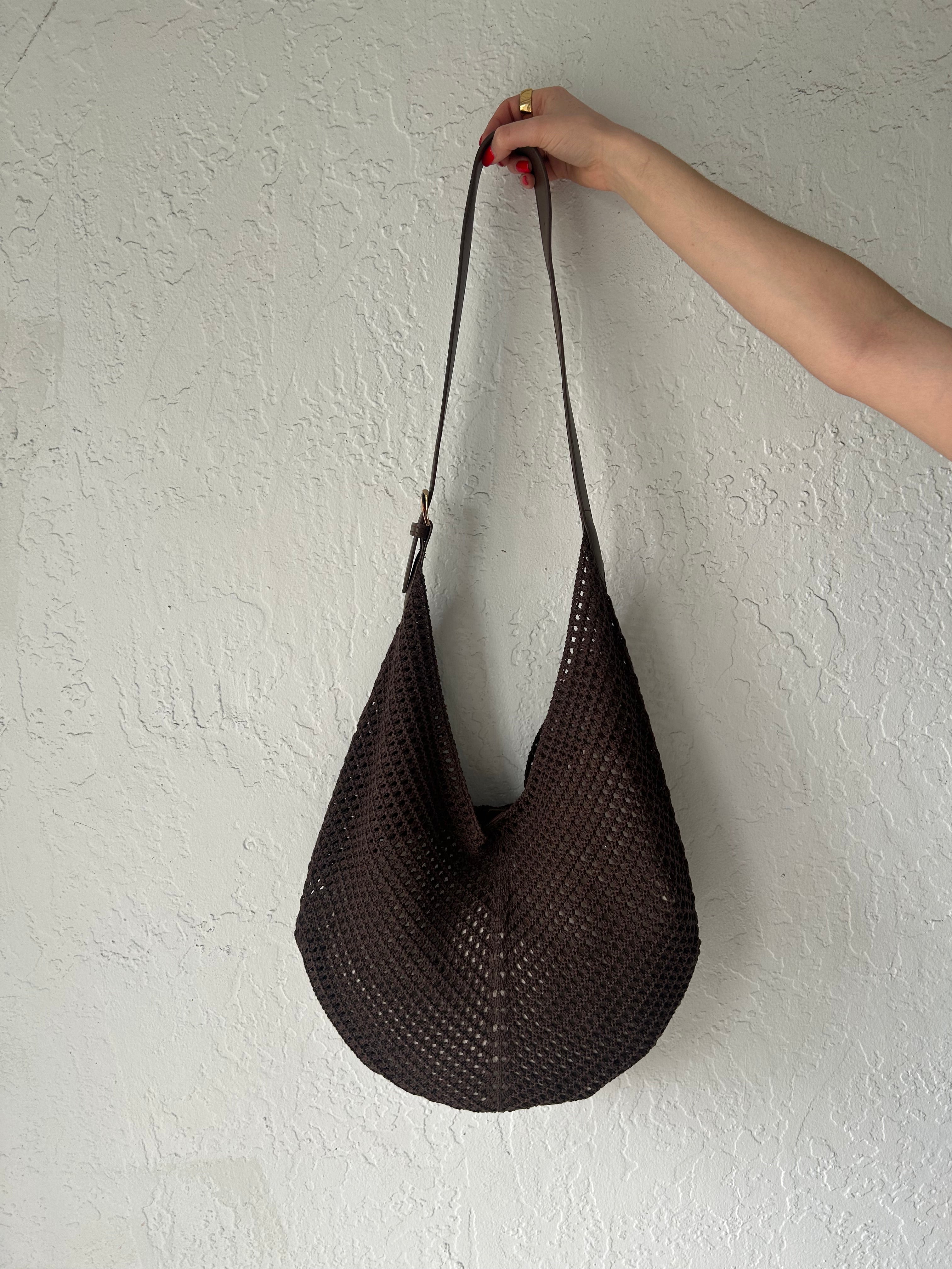 ICARIA CROCHET TOTE BAG - BROWN
