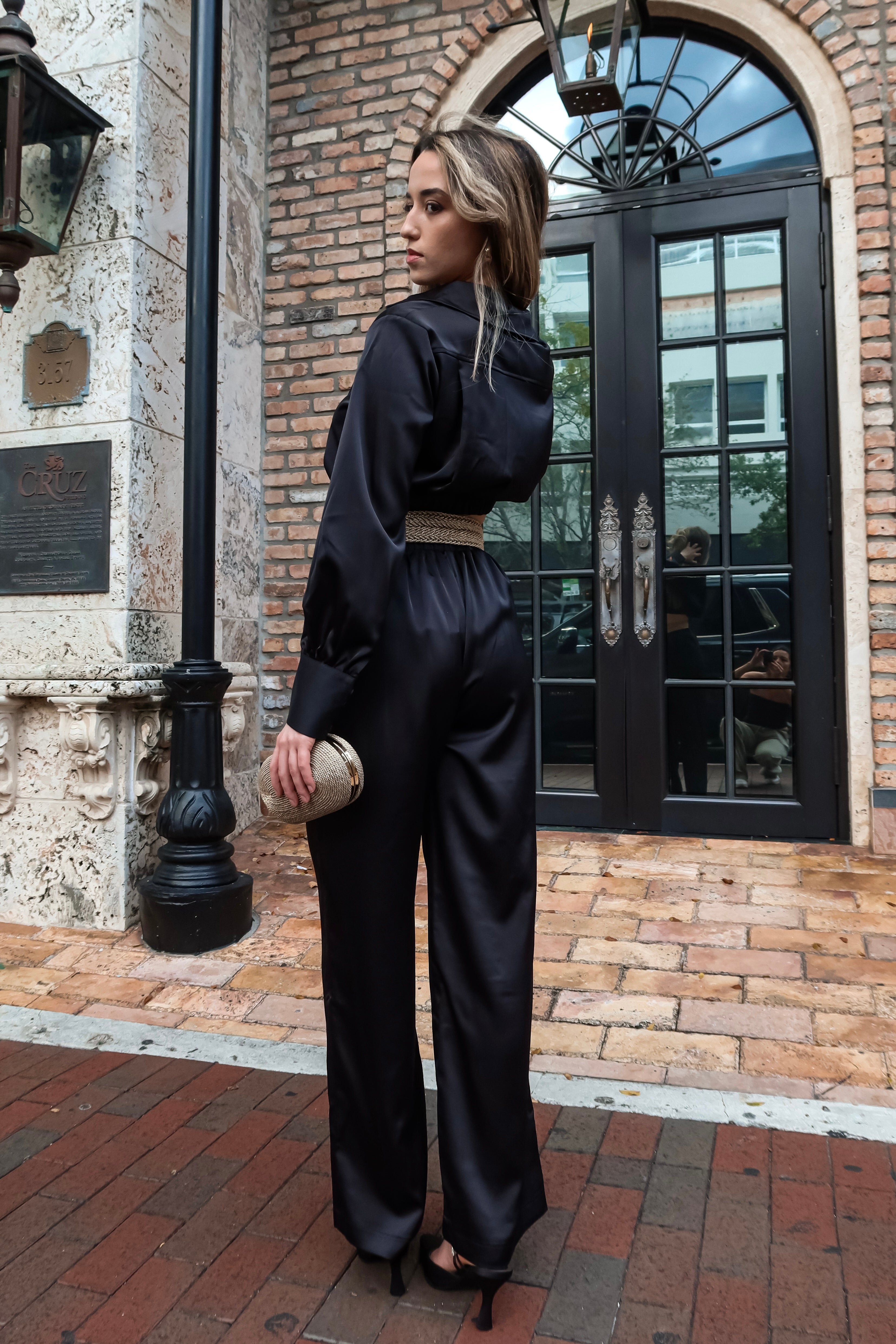 ALL THE WAY SATIN PANTS BLACK