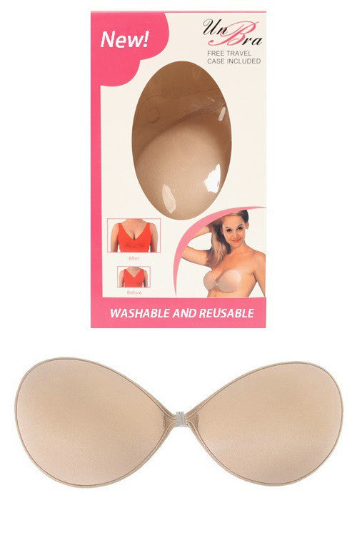 Introducing the ANGEL BRA, the super lightweight and natural-feeling bra that provides cleavage, lift, and invisibility under sheer clothing. With its adhesive inner lining and fabric outer shell, as well as a clear plastic front clasp, this bra is perfect for backless and strapless tops and dresses. Plus, it's reusable and comes in a variety of sizes based on cup size. Get the perfect fit and look effortlessly stunning. Try the ANGEL BRA today!