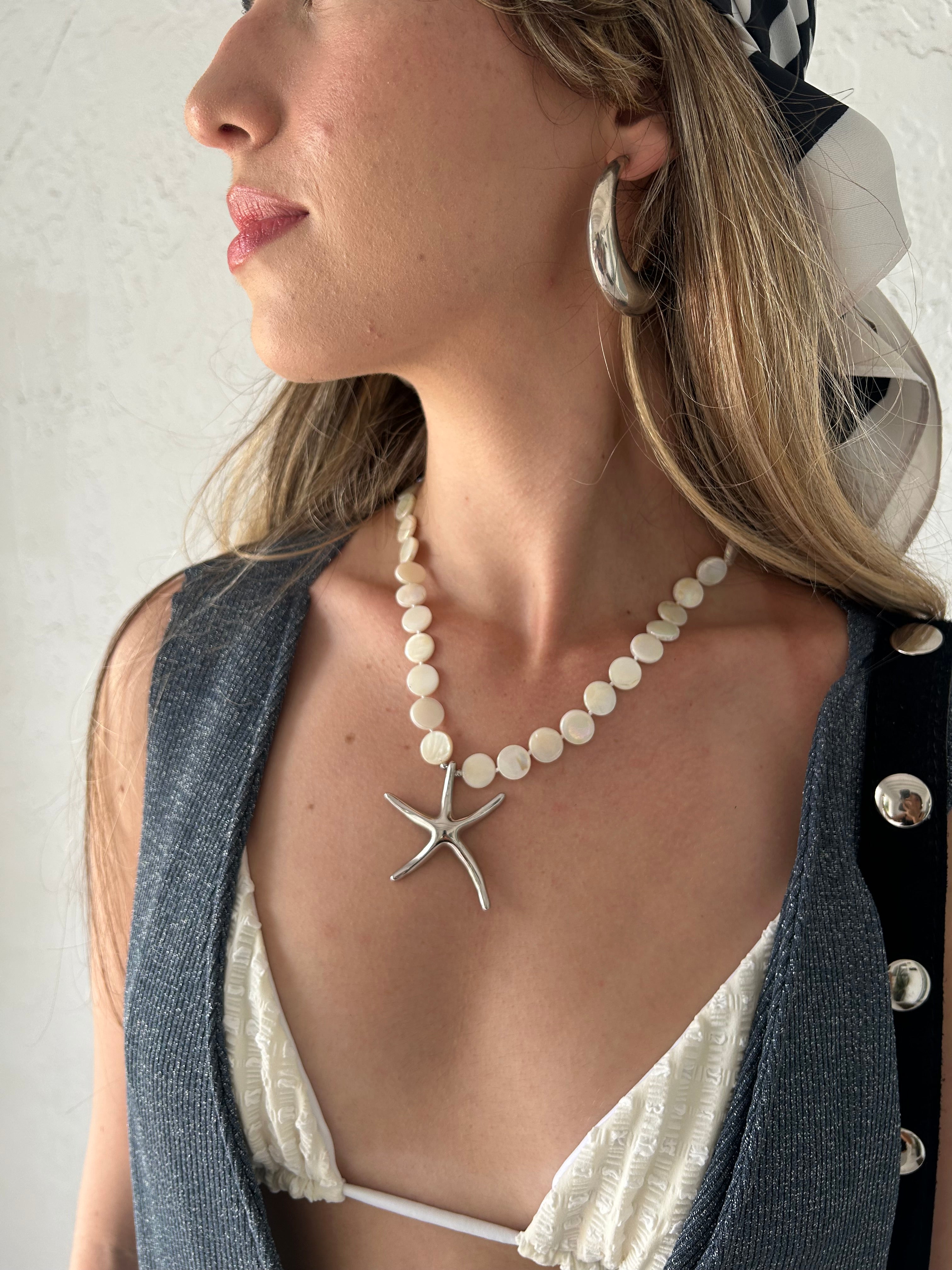 MOTHER OF PEARL STARFISH NECKLACE