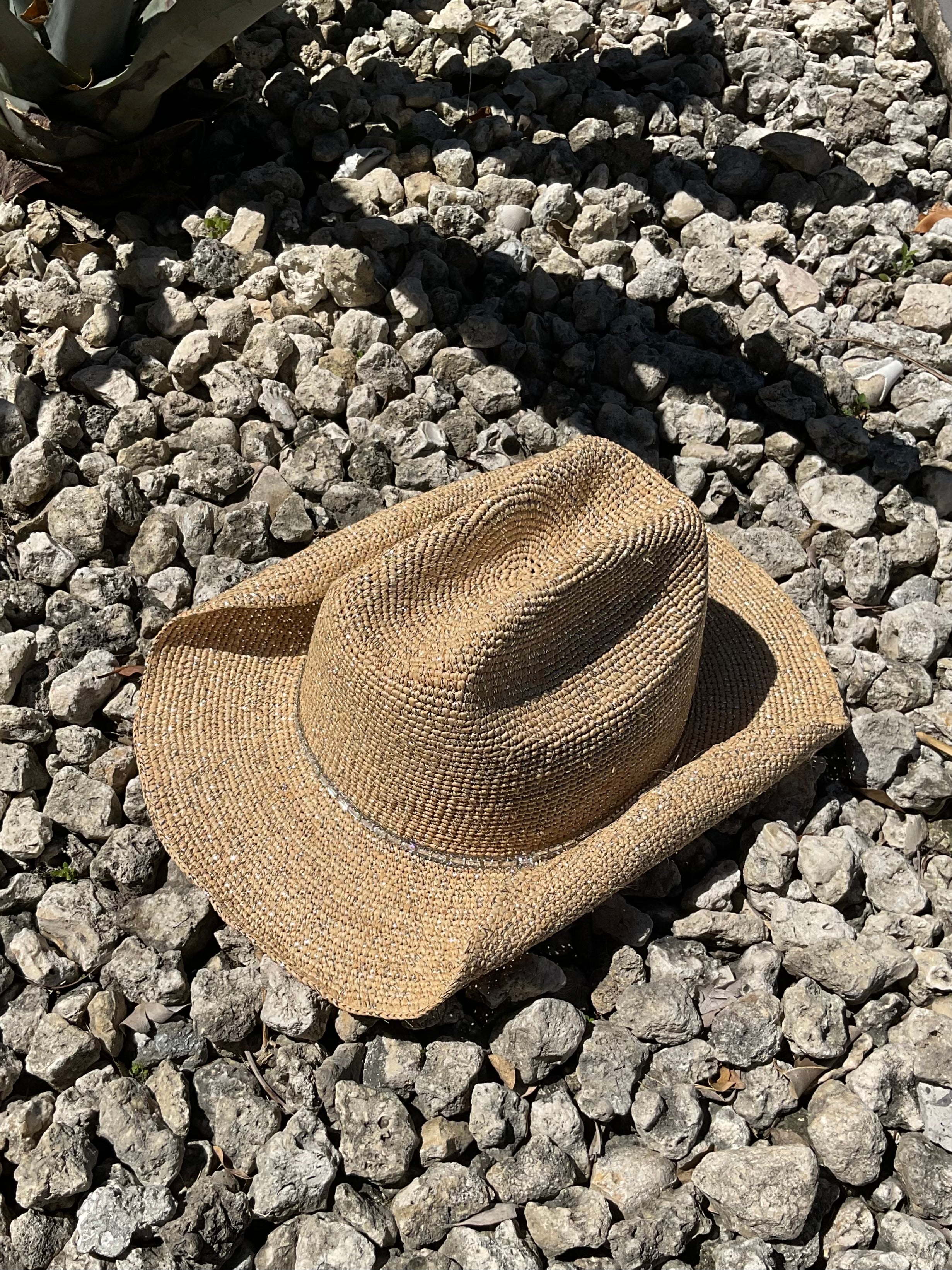 AT SUNSET RAFFIA COWBOY HAT
