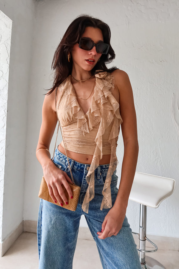 LOVERS LACE HALTER TOP