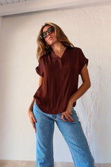 DOWNTOWN BLOUSE - CHOCOLATE