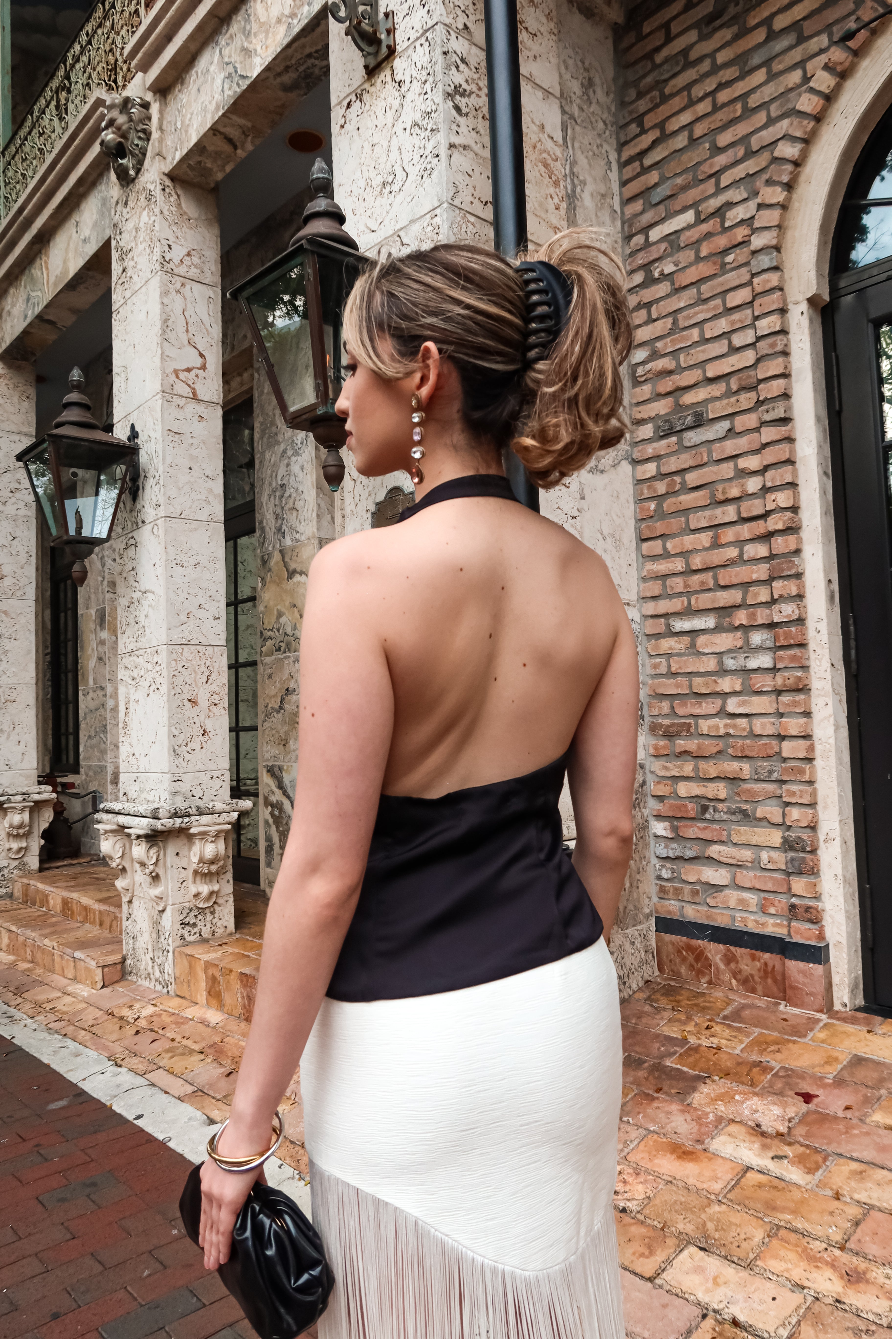 BRICKELL CITY SATIN TOP BLACK