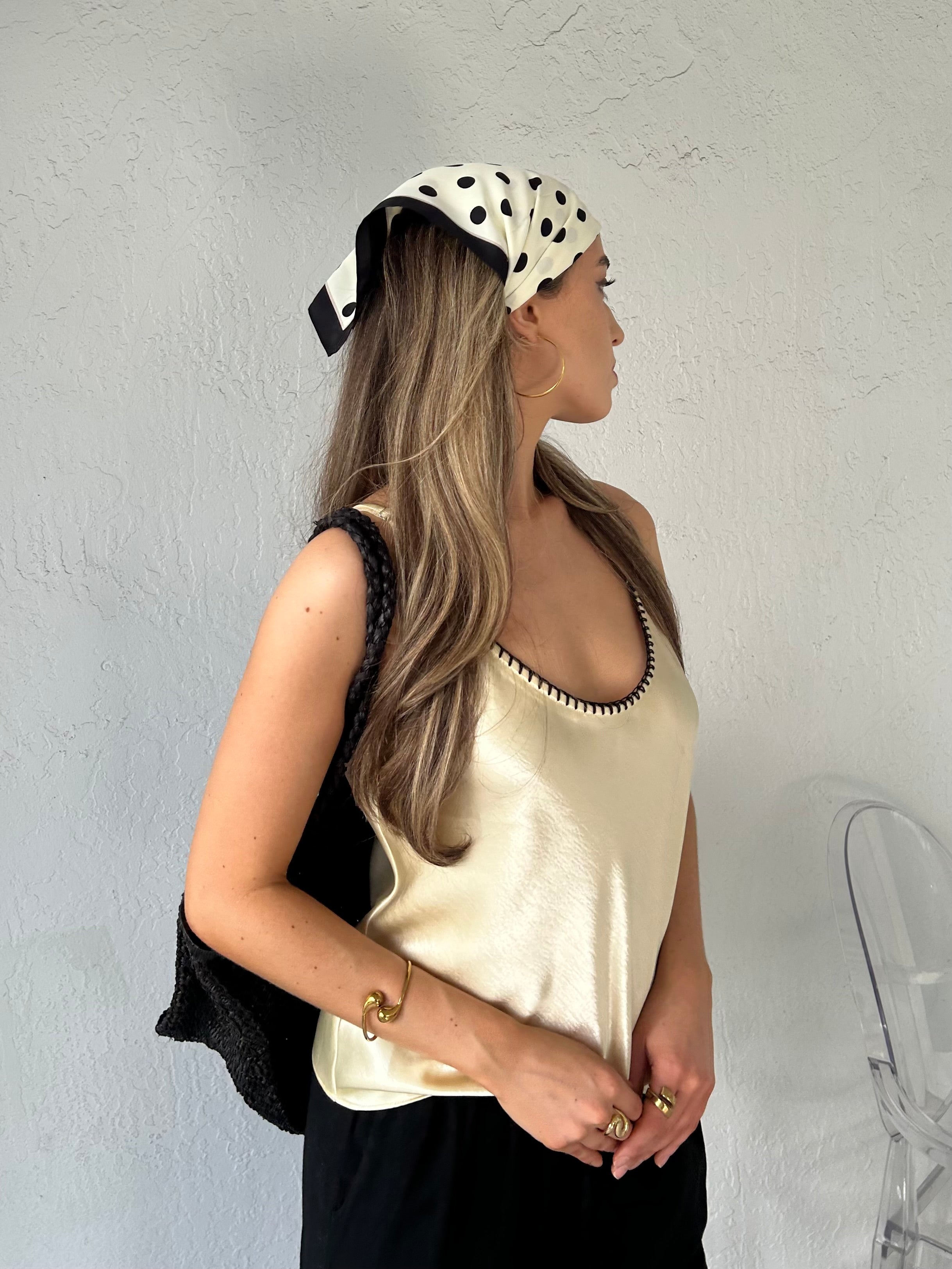 POLKA DOT SATIN SCARF