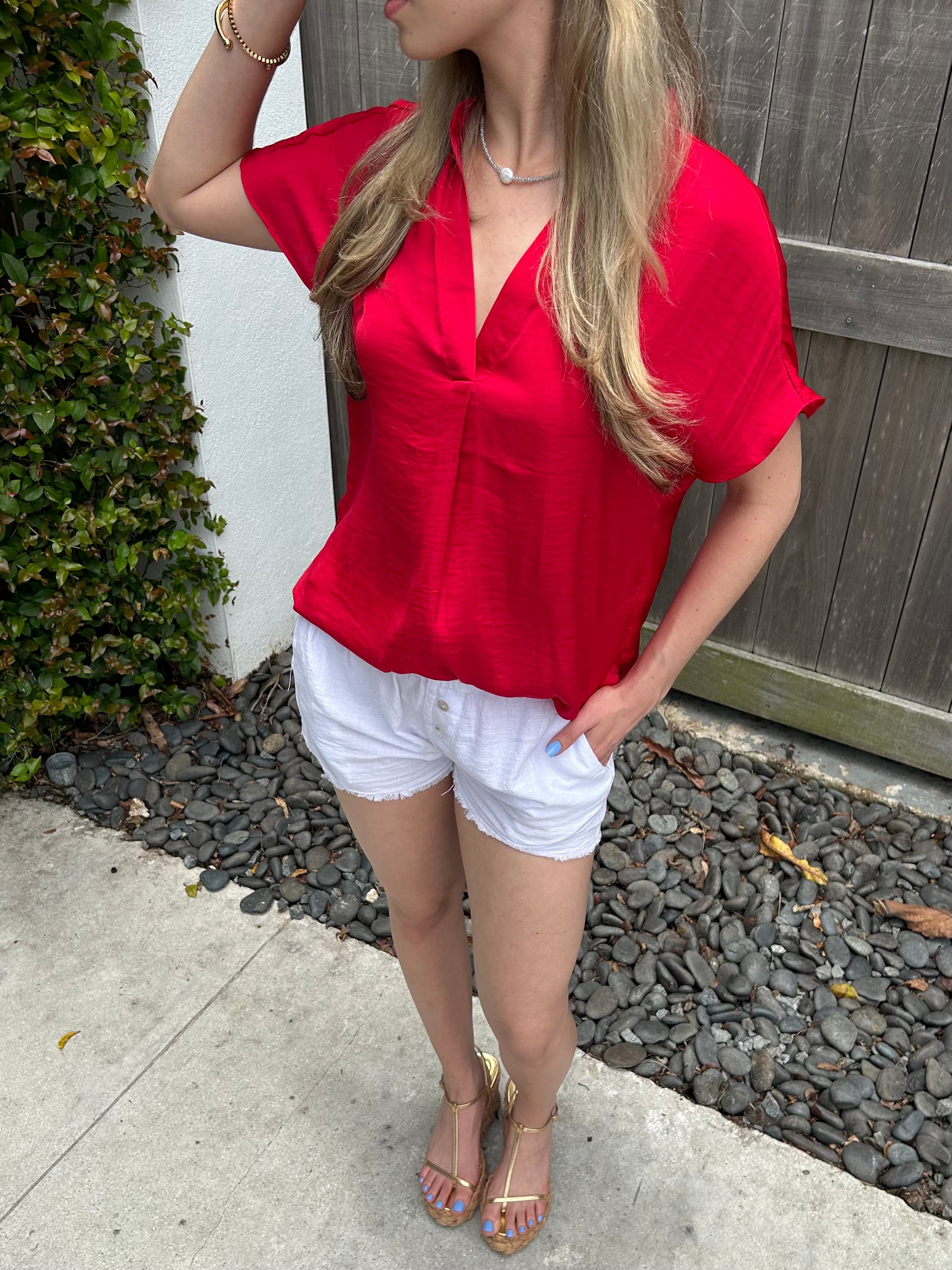 DOWNTOWN BLOUSE-RED