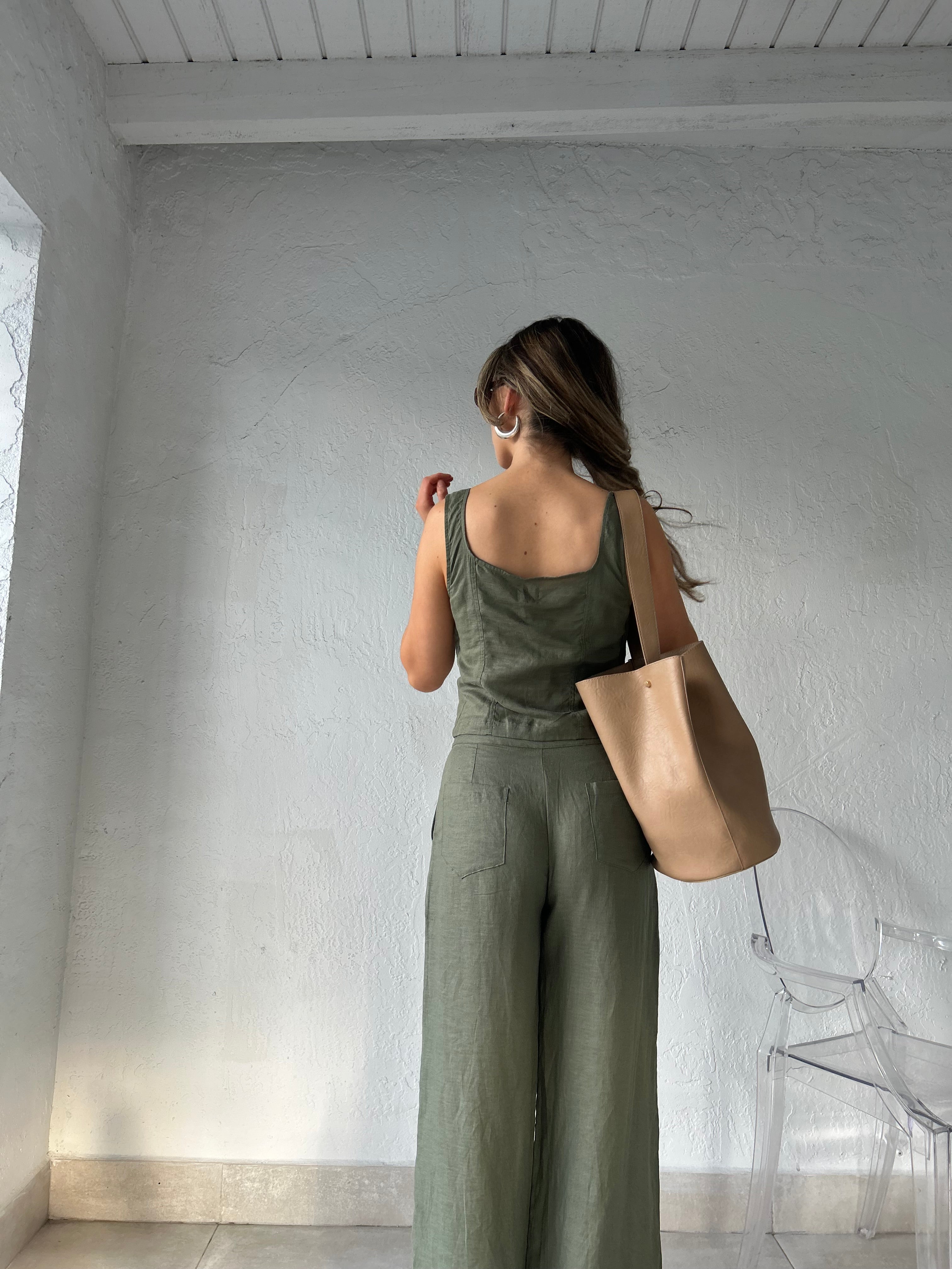 DOLLY CORSET VEST TOP-OLIVE