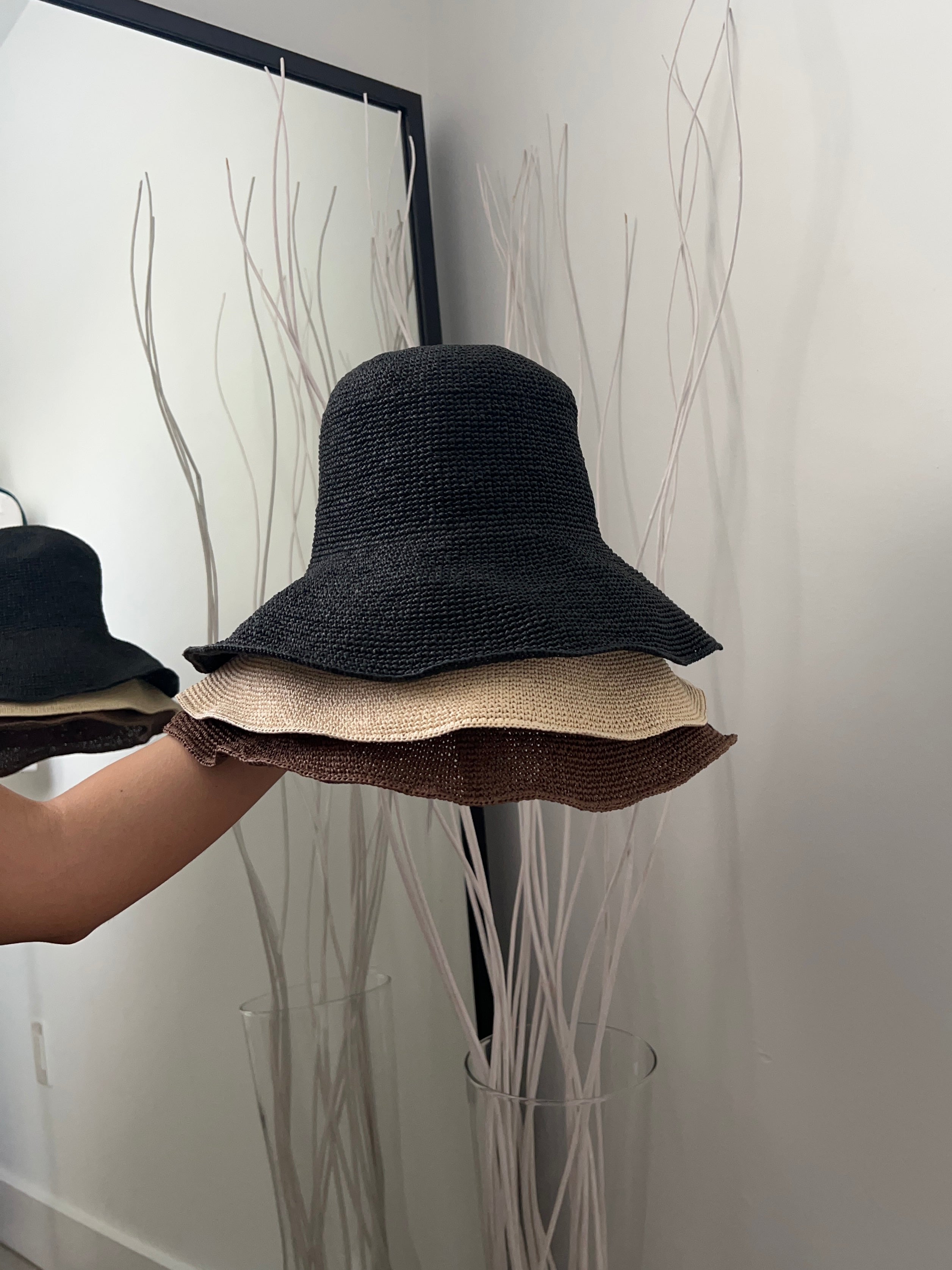STRAW BUCKET HATS - 3 COLORS