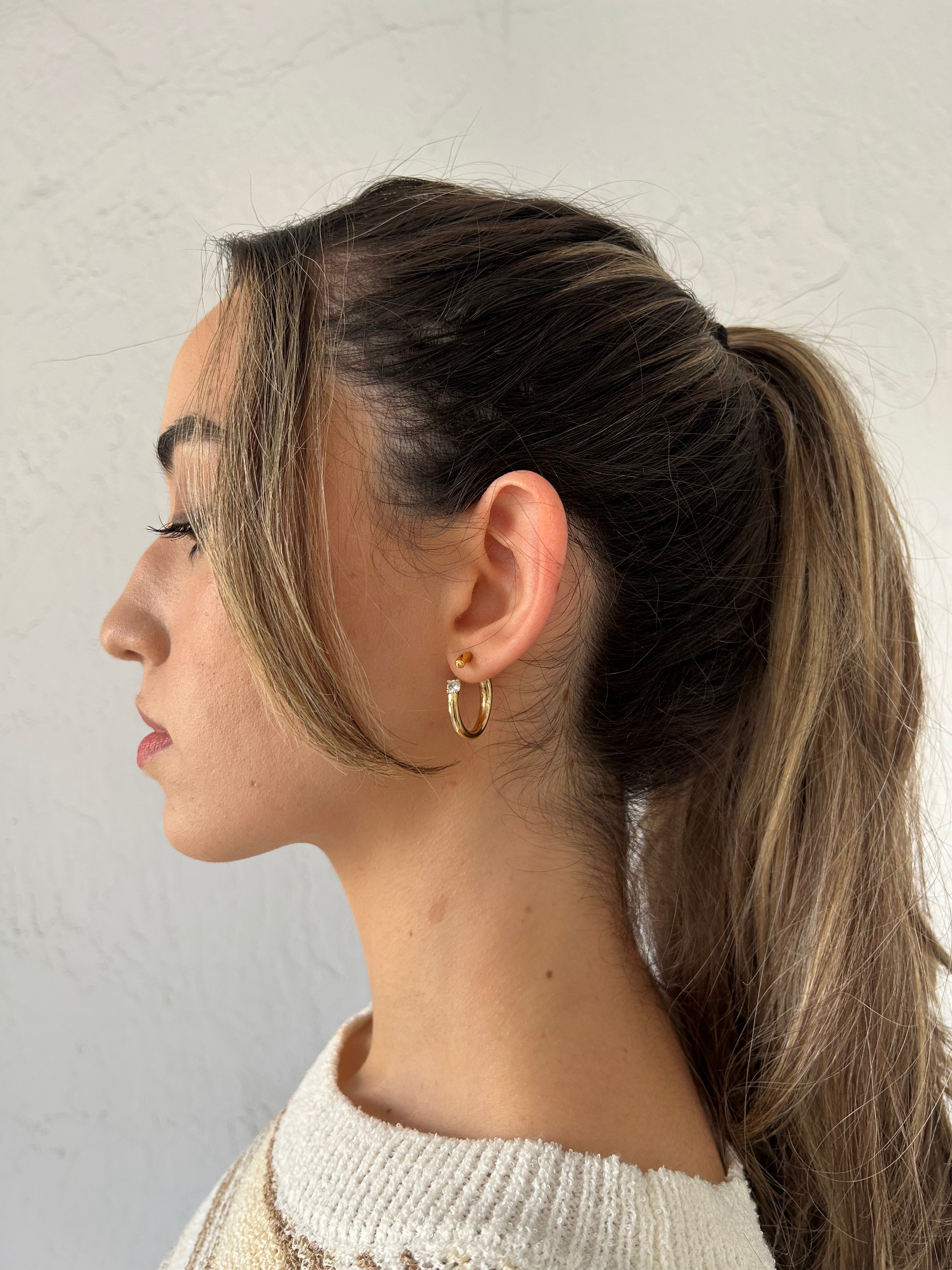 FRONT CRYSTAL HOOP EARRING
