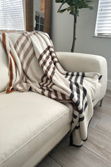 Stay cozy and stylish with our Striped Microfiber Blanket! Made of 100% polyester microfiber, this white blanket with navy, khaki, and brown stripes is perfect for snuggling up on chilly nights. Measures 50x60 inches. Upgrade your comfort game now!