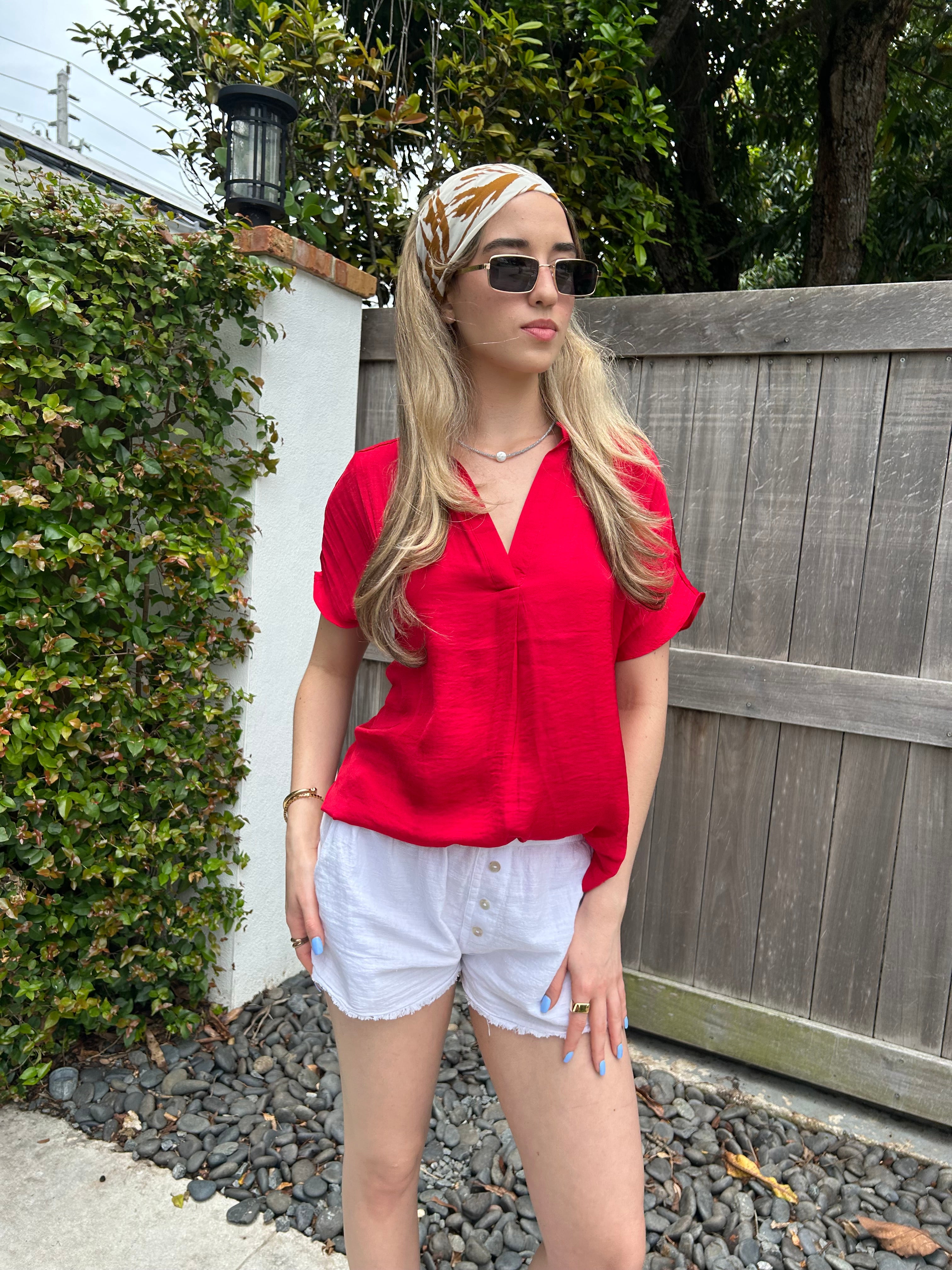 DOWNTOWN BLOUSE-RED