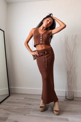 GIRL GOSSIP SKIRT SET - COCOA