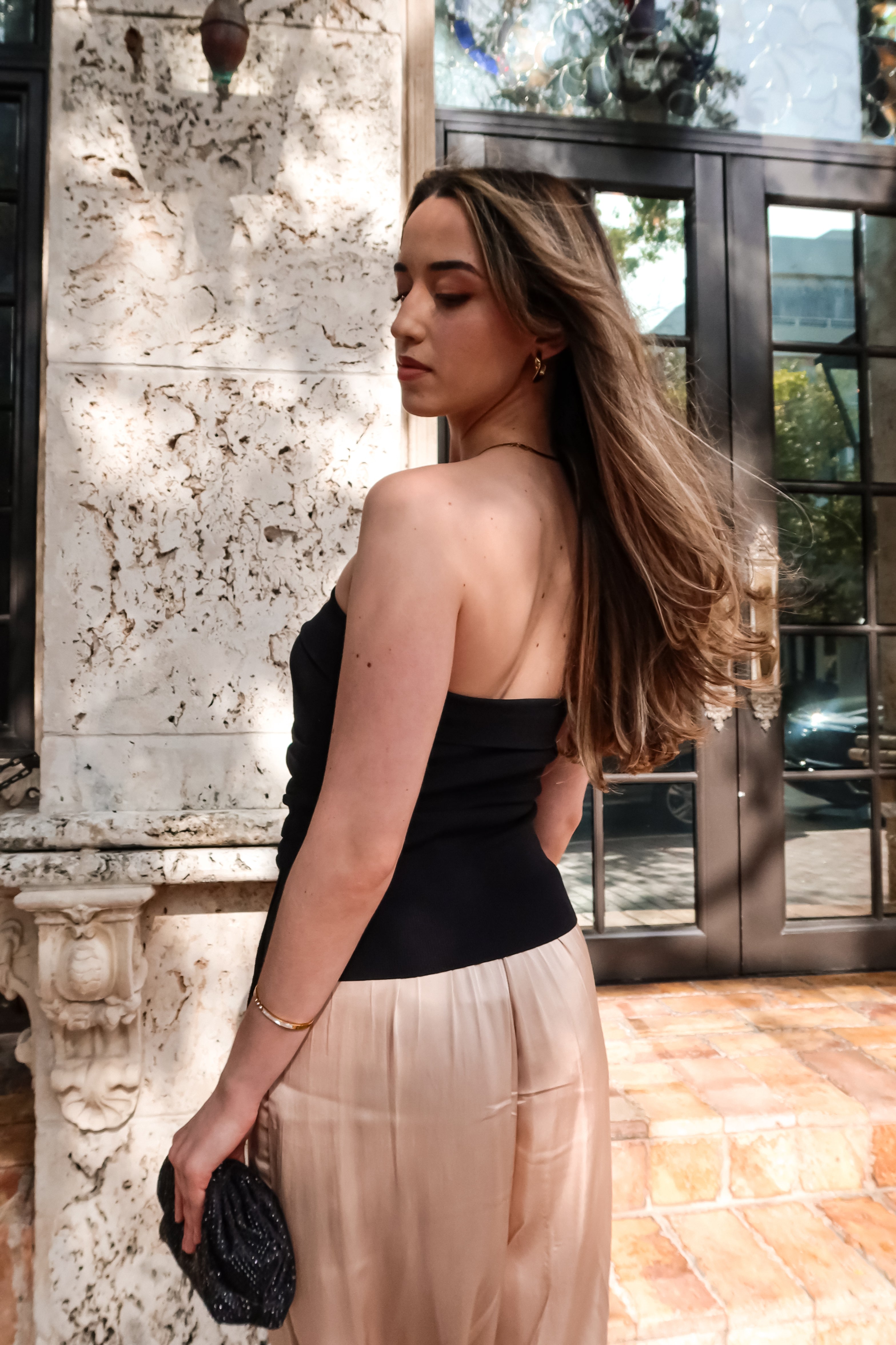 COCO STRAPLESS KNIT TOP BLACK