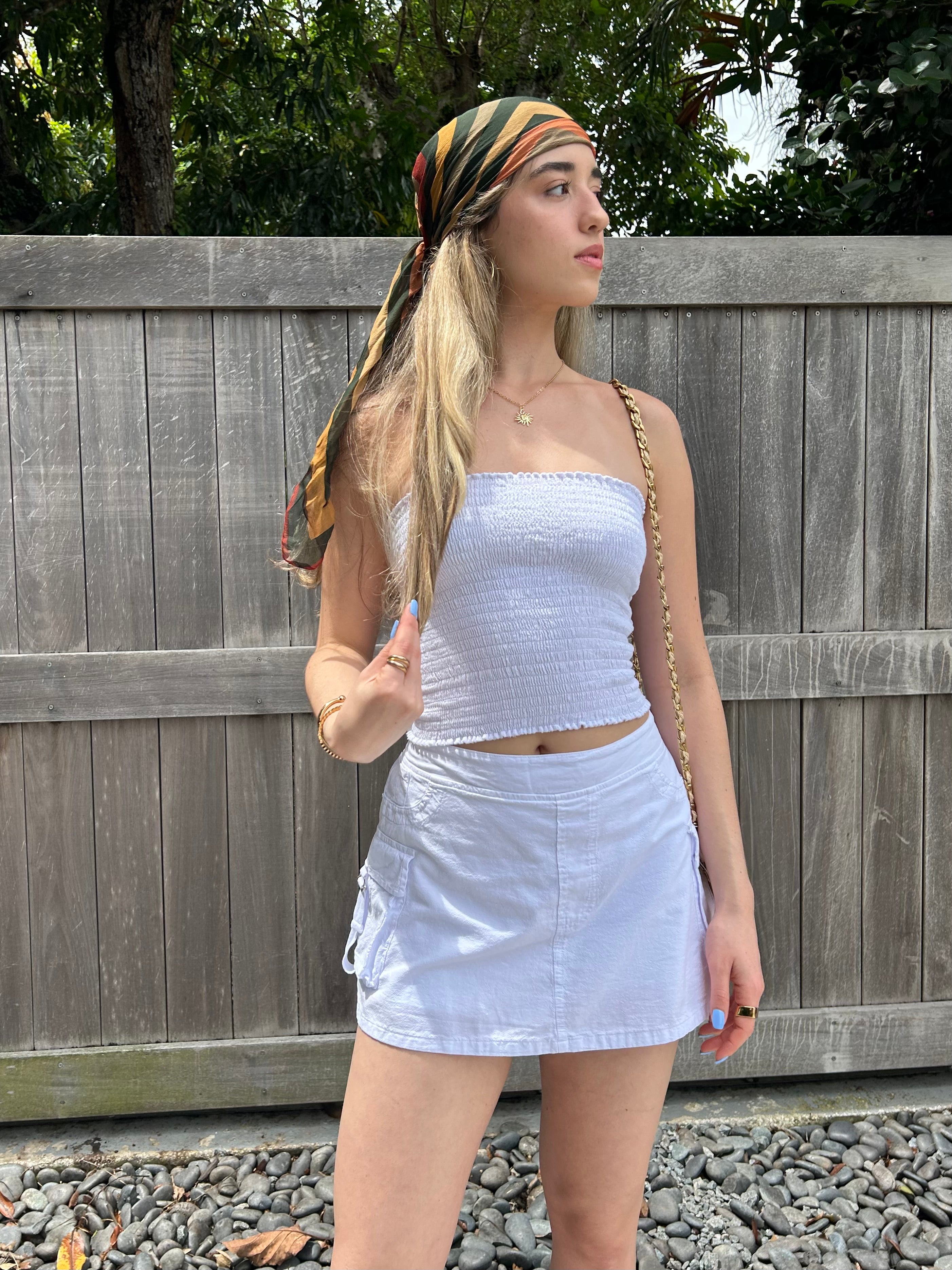 AMALFI COTTON CARGO SKIRT-WHITE