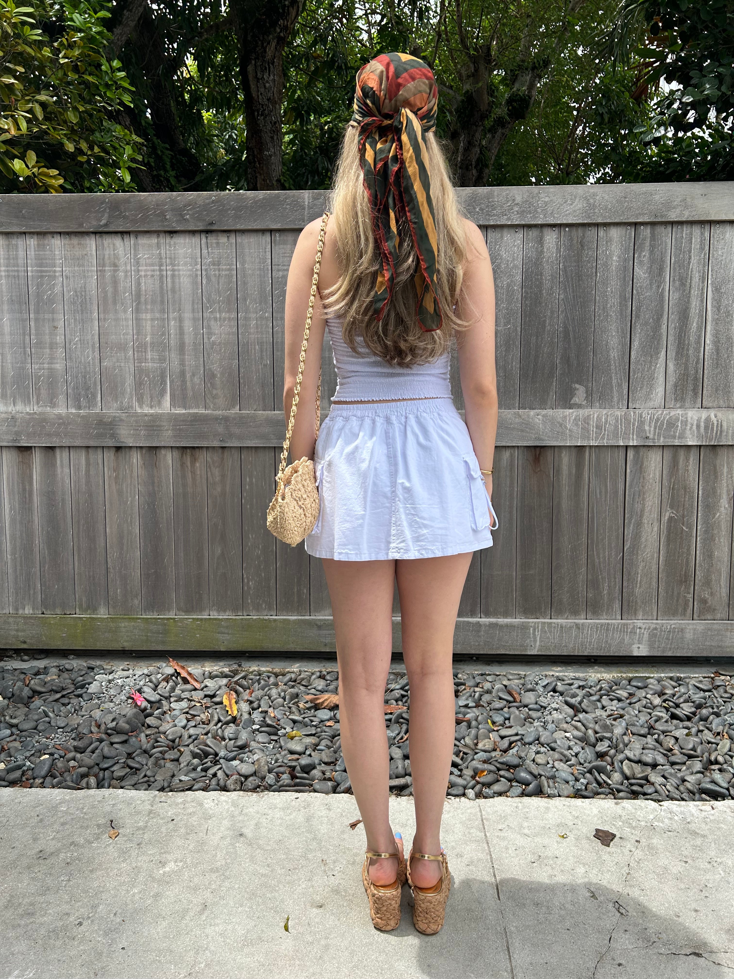 AMALFI COTTON CARGO SKIRT-WHITE
