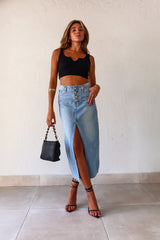 MELROSE DENIM MIDI SKIRT