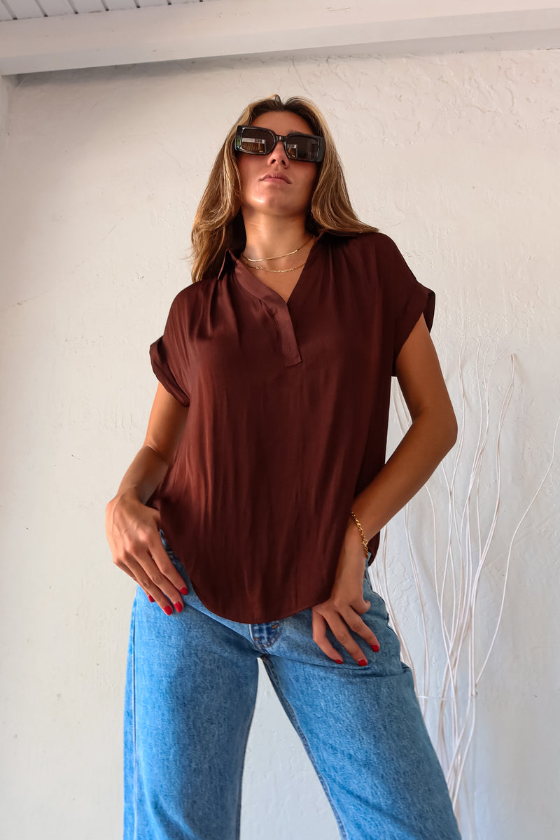 DOWNTOWN BLOUSE - CHOCOLATE