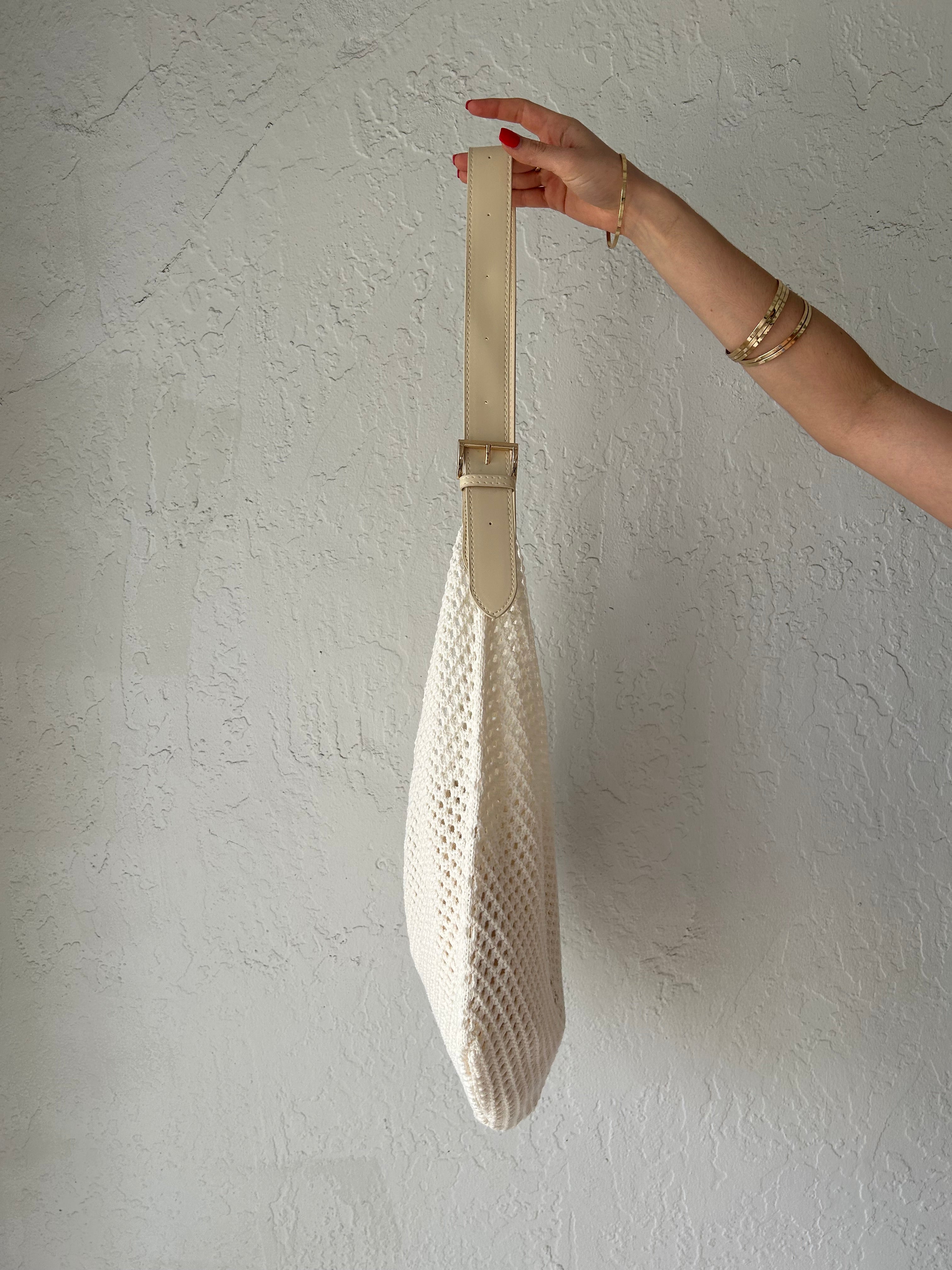 ICARIA CROCHET TOTE BAG - WHITE