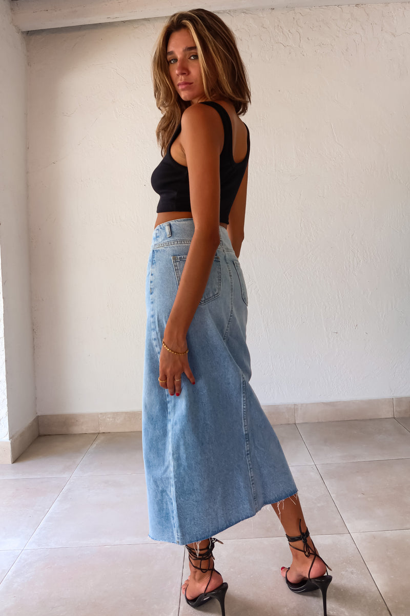 MELROSE DENIM MIDI SKIRT