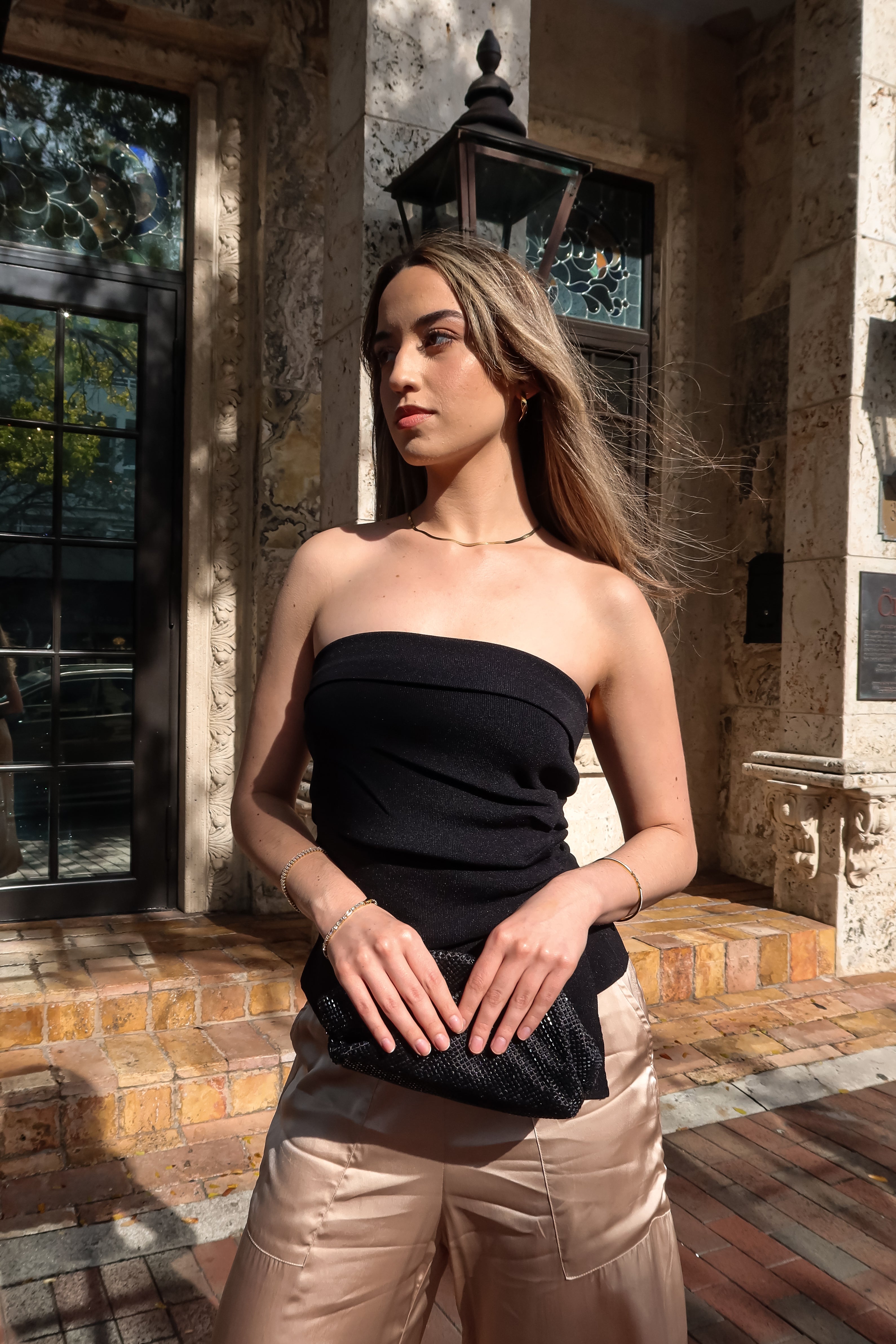 COCO STRAPLESS KNIT TOP BLACK