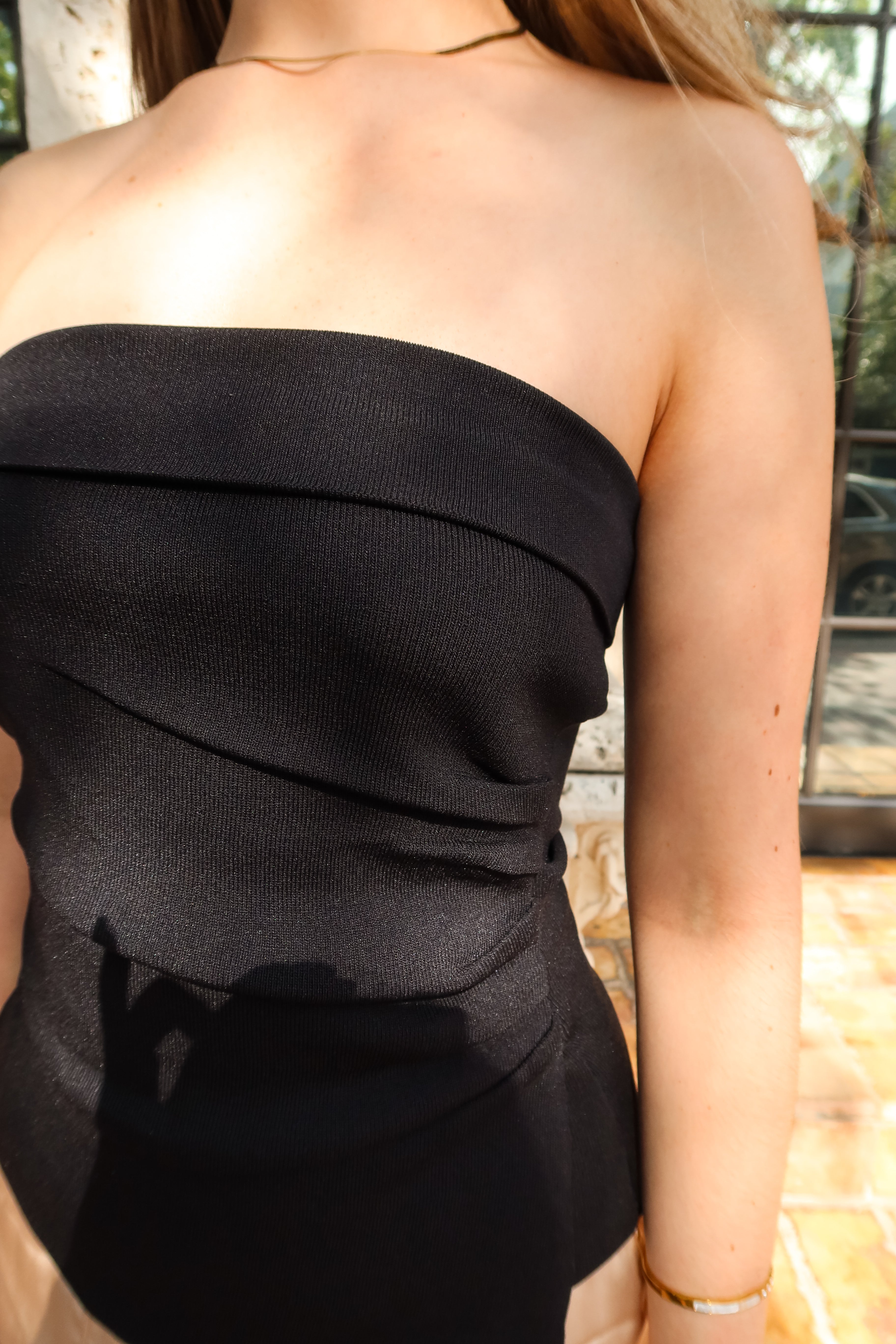 COCO STRAPLESS KNIT TOP BLACK