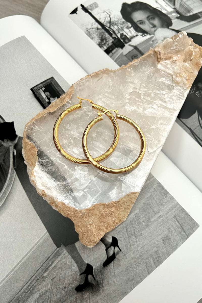 Introducing our JODI HOOP EARRING - the perfect combination of style and comfort. These gold plated over sterling silver hoop earrings are not only tarnish resistant, but also hypoallergenic for those with sensitive ears. Dress up any outfit with these versatile earrings that are both stylish and practical.