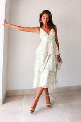 Get ready to bloom in the GARDEN PARTY CHIFFON MIDI DRESS. This romantic dress features a delicate pastel floral print on flowy chiffon, perfect for a party day or night. The tiered design adds a flirty touch while the adjustable shoulder straps and back zipper make for a comfortable fit. Non-stretch and lined for a polished look. 