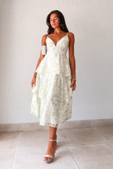 Get ready to bloom in the GARDEN PARTY CHIFFON MIDI DRESS. This romantic dress features a delicate pastel floral print on flowy chiffon, perfect for a party day or night. The tiered design adds a flirty touch while the adjustable shoulder straps and back zipper make for a comfortable fit. Non-stretch and lined for a polished look. 