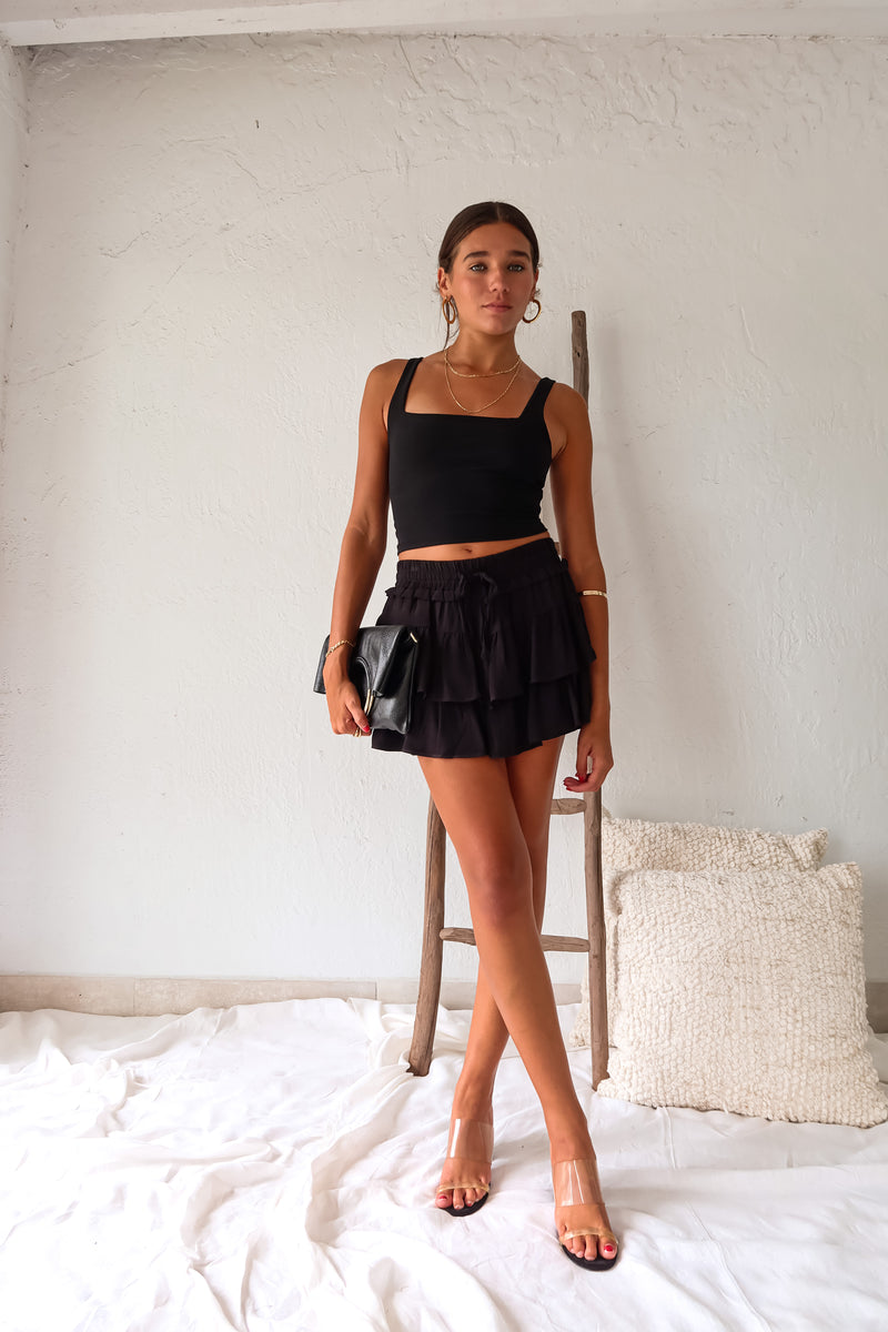 HEART TO HEART MINI SKIRT - BLACK