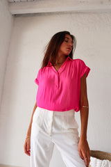 DOWNTOWN BLOUSE - HOT PINK